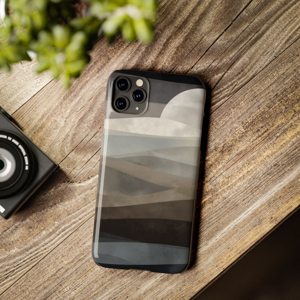 Moonlit Tides slim phone case design with modern lightweight protection - Desk and Device