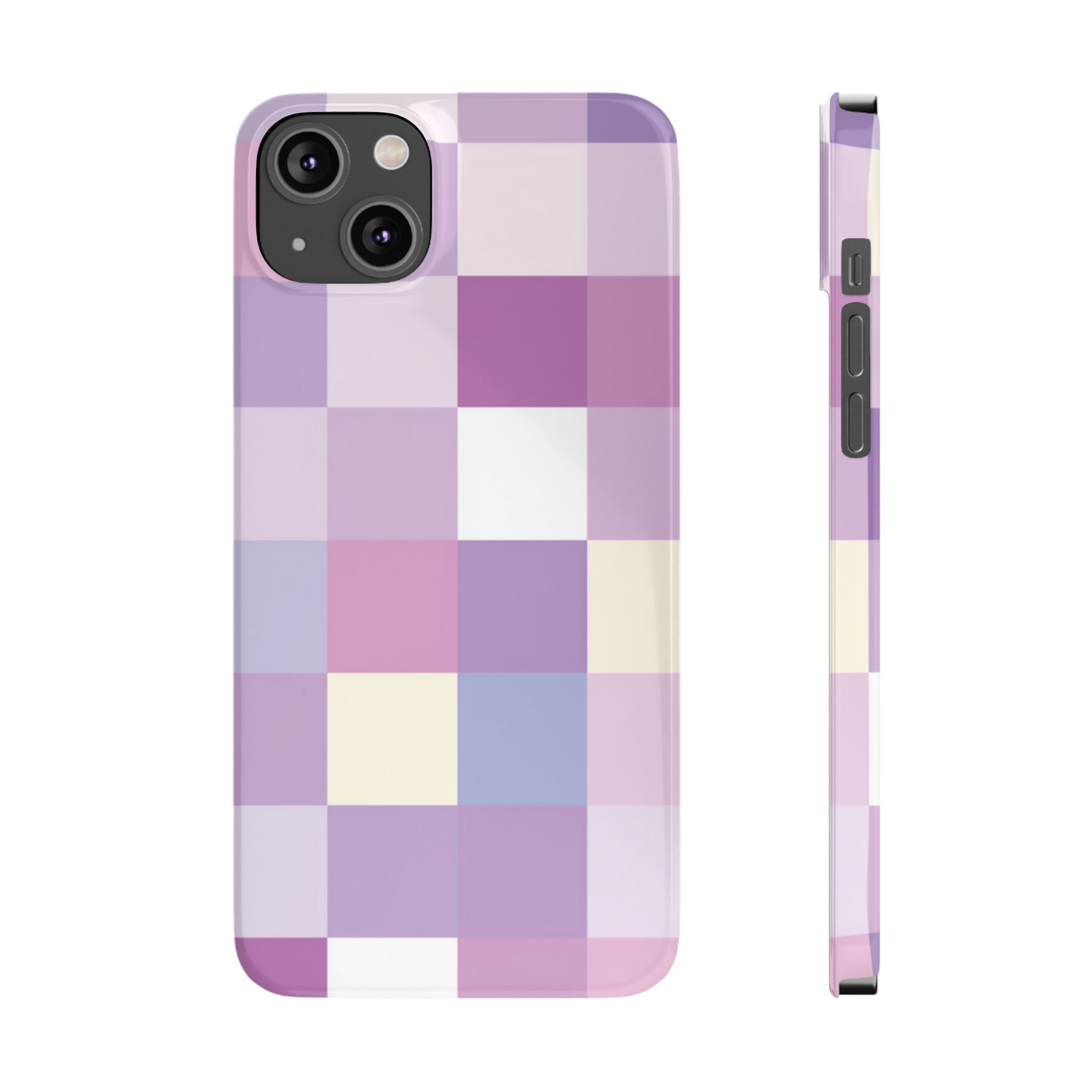 Pastel Checker slim phone case design with modern lightweight protection - Desk and Device