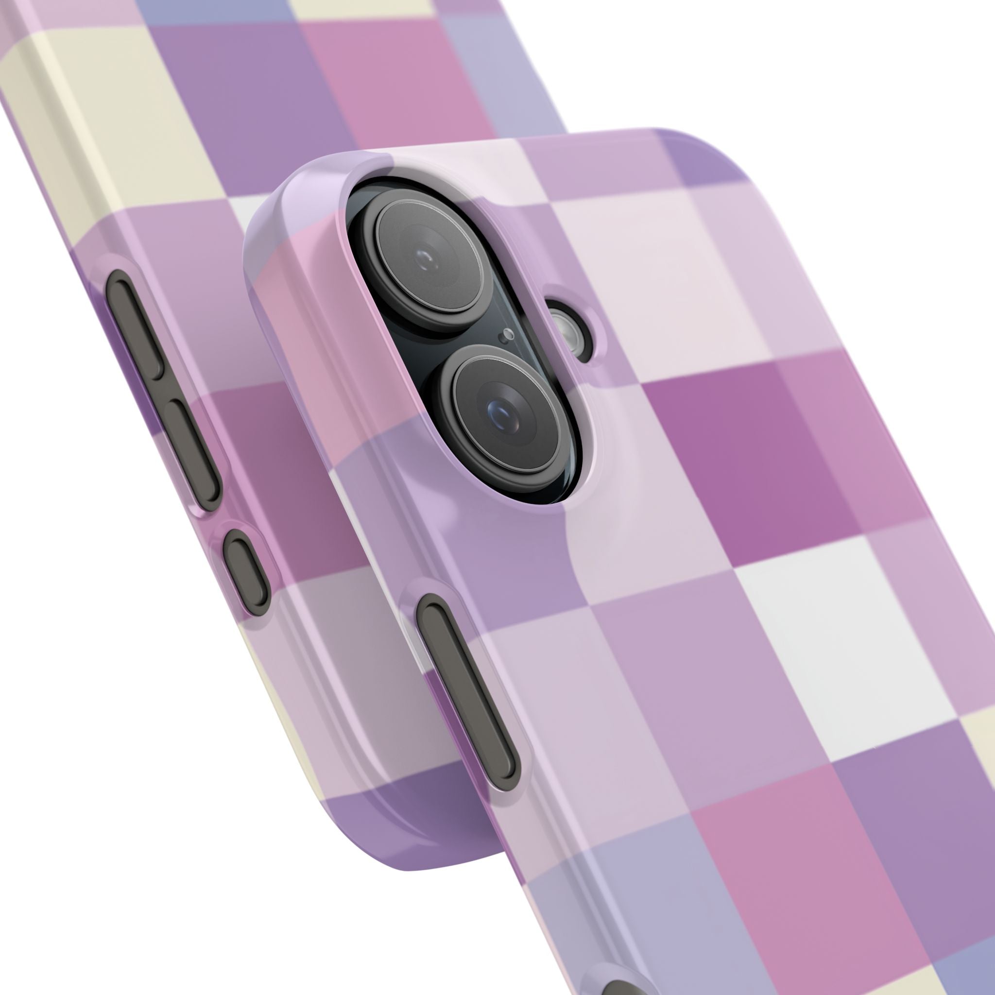 Pastel Checker slim phone case design with modern lightweight protection - Desk and Device