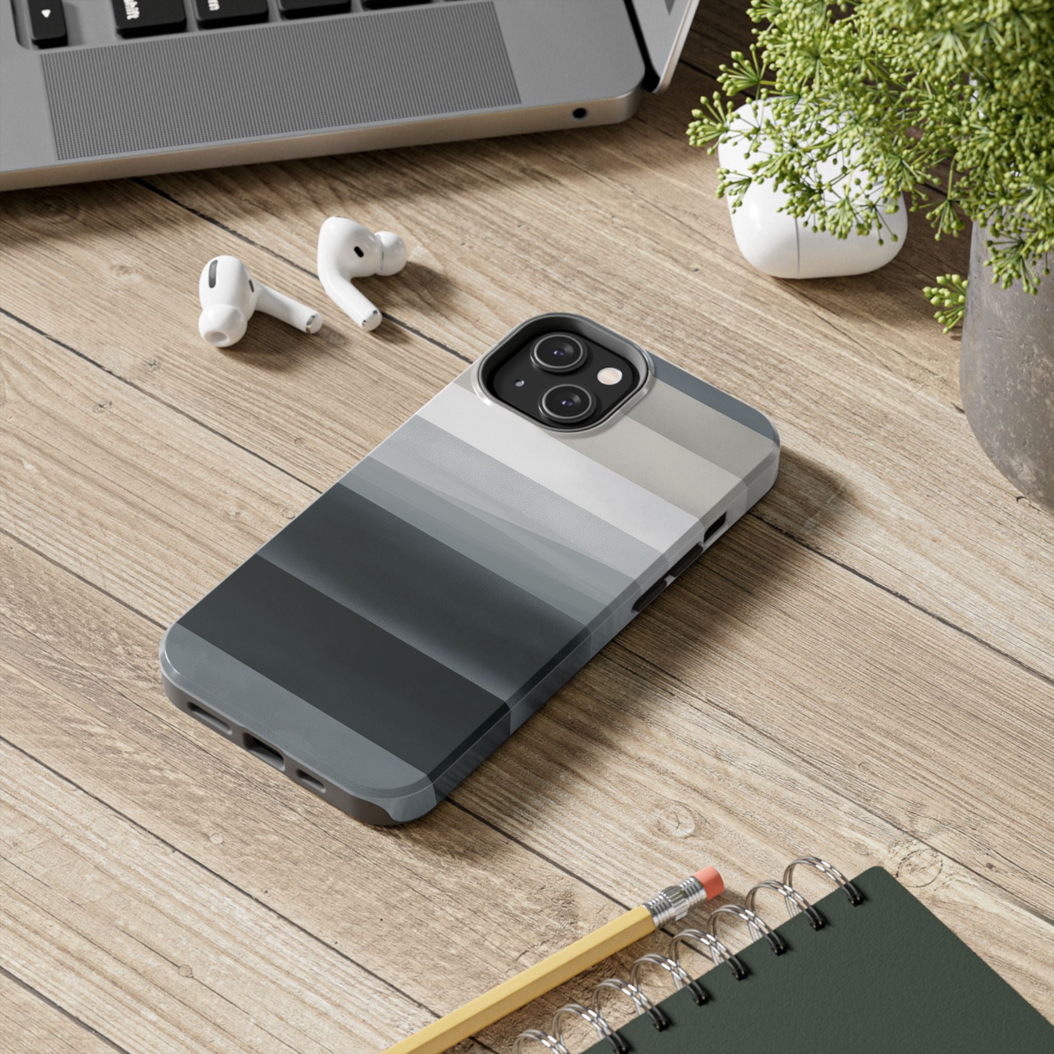 Muted Horizon tough phone case design with modern dual layer protection - Desk and Device
