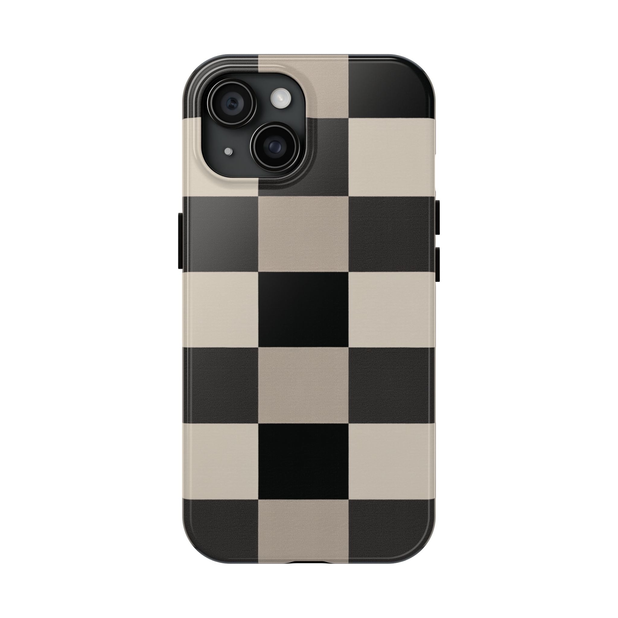 Neutral Checker tough phone case design with modern dual layer protection - Desk and Device