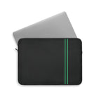 Green Stripe padded laptop sleeve with modern tech styling - Desk and Device