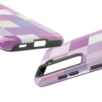Pastel Checker tough phone case design with modern dual layer protection - Desk and Device