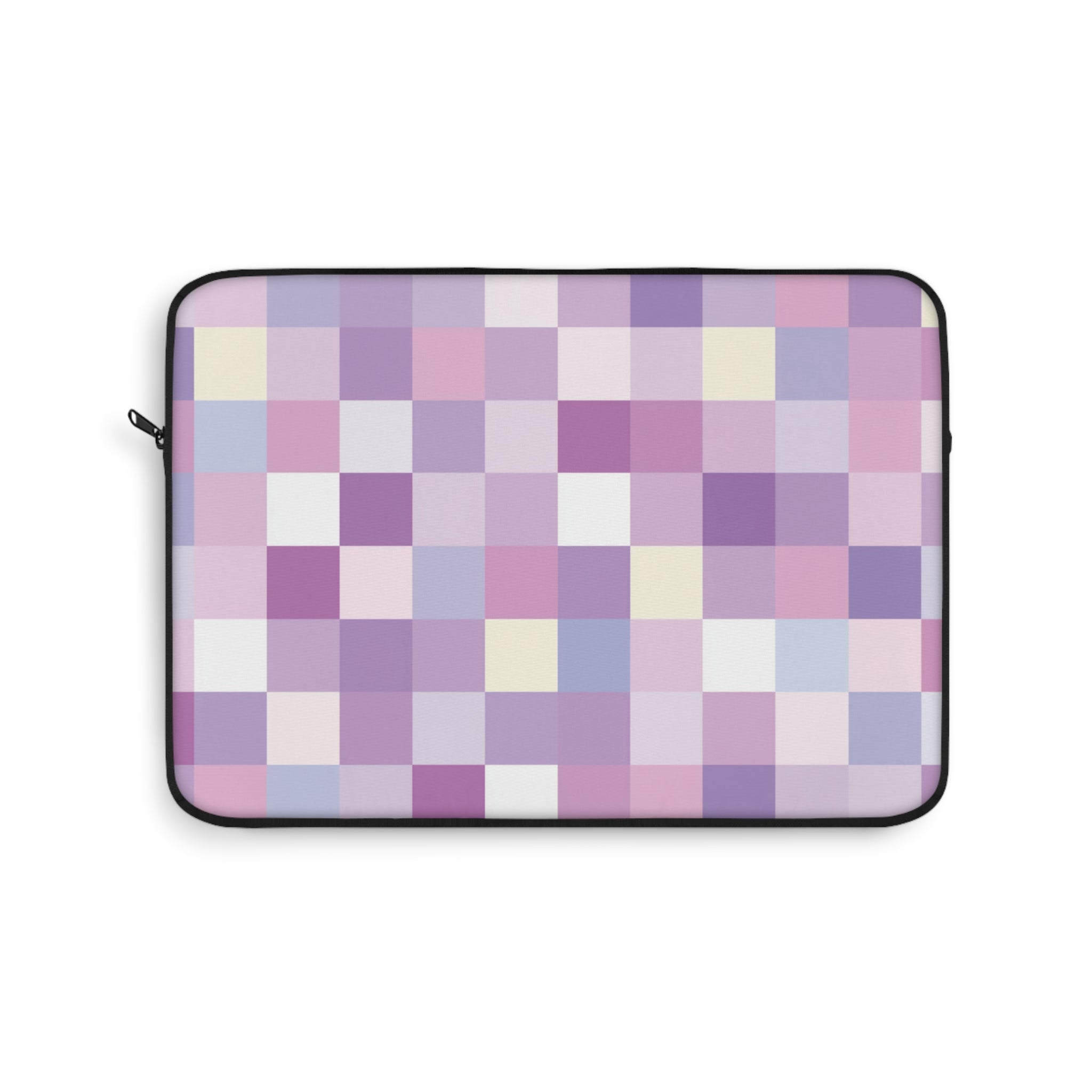 Pastel Checker padded laptop sleeve with modern tech styling - Desk and Device