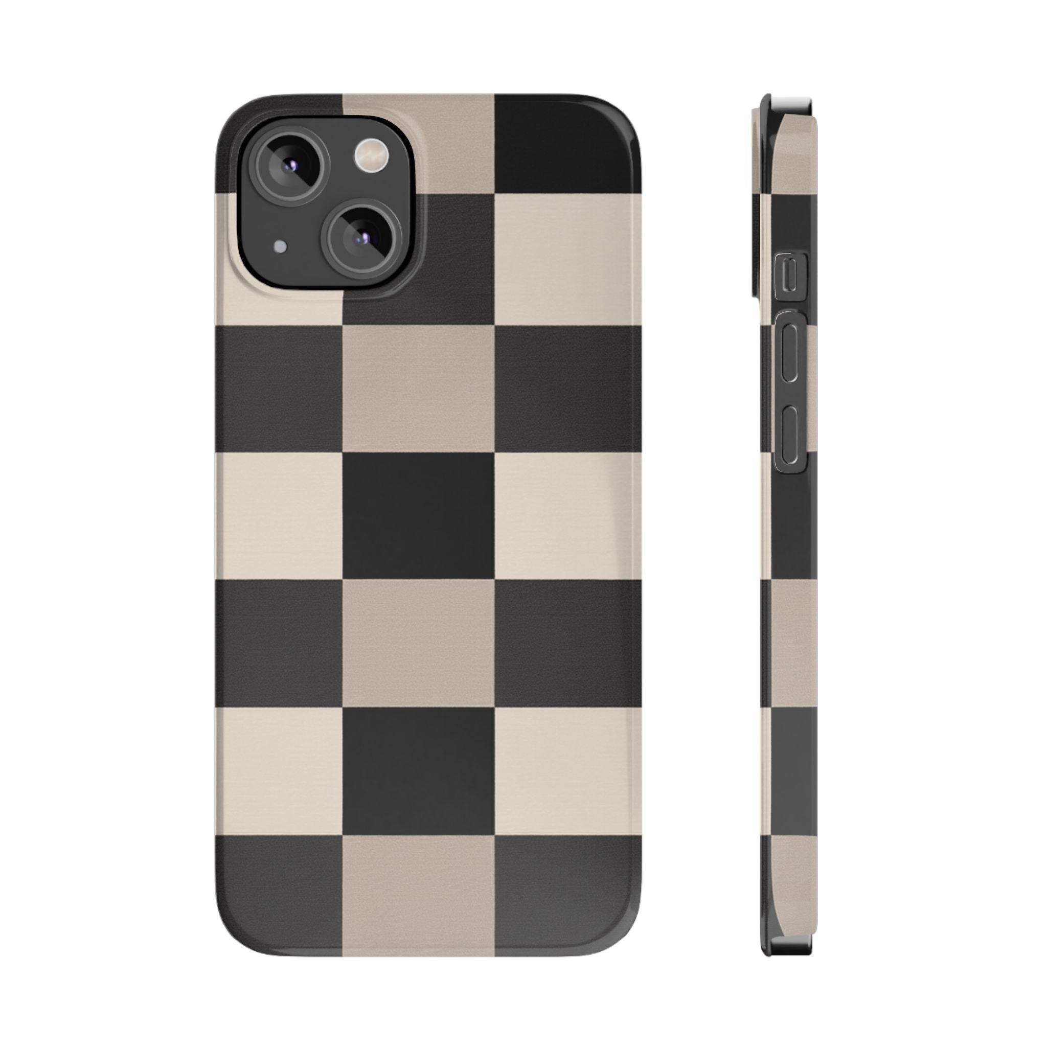 Neutral Checker slim phone case design with modern lightweight protection - Desk and Device
