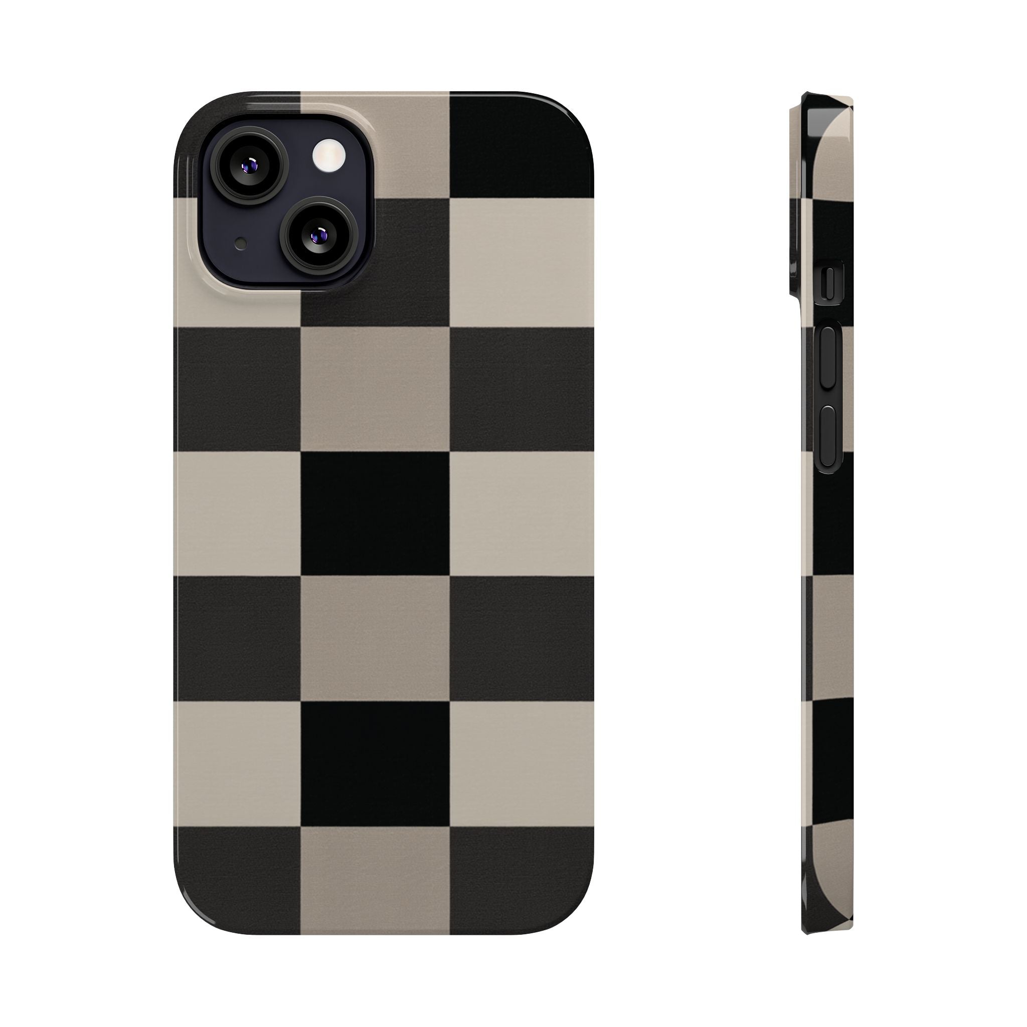 Neutral Checker slim phone case design with modern lightweight protection - Desk and Device