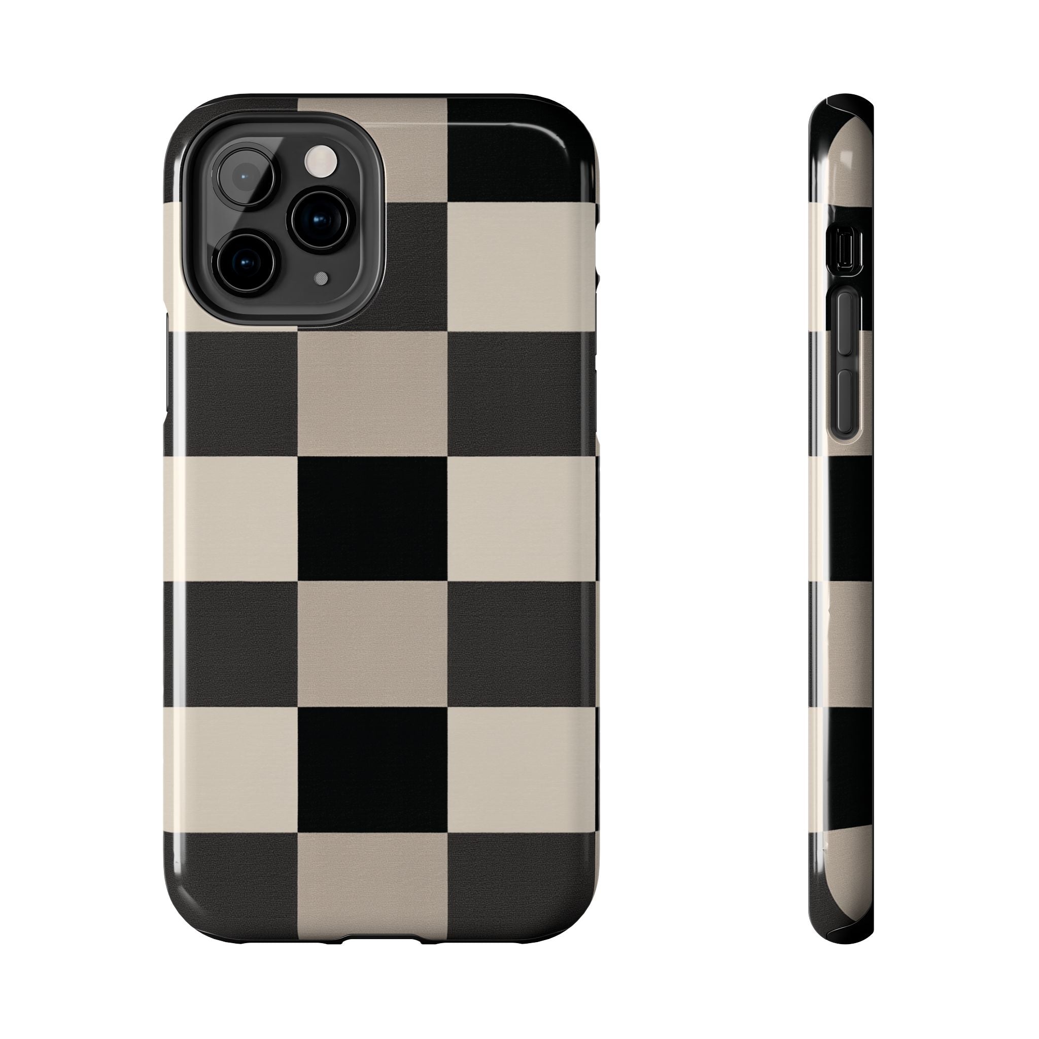 Neutral Checker tough phone case design with modern dual layer protection - Desk and Device