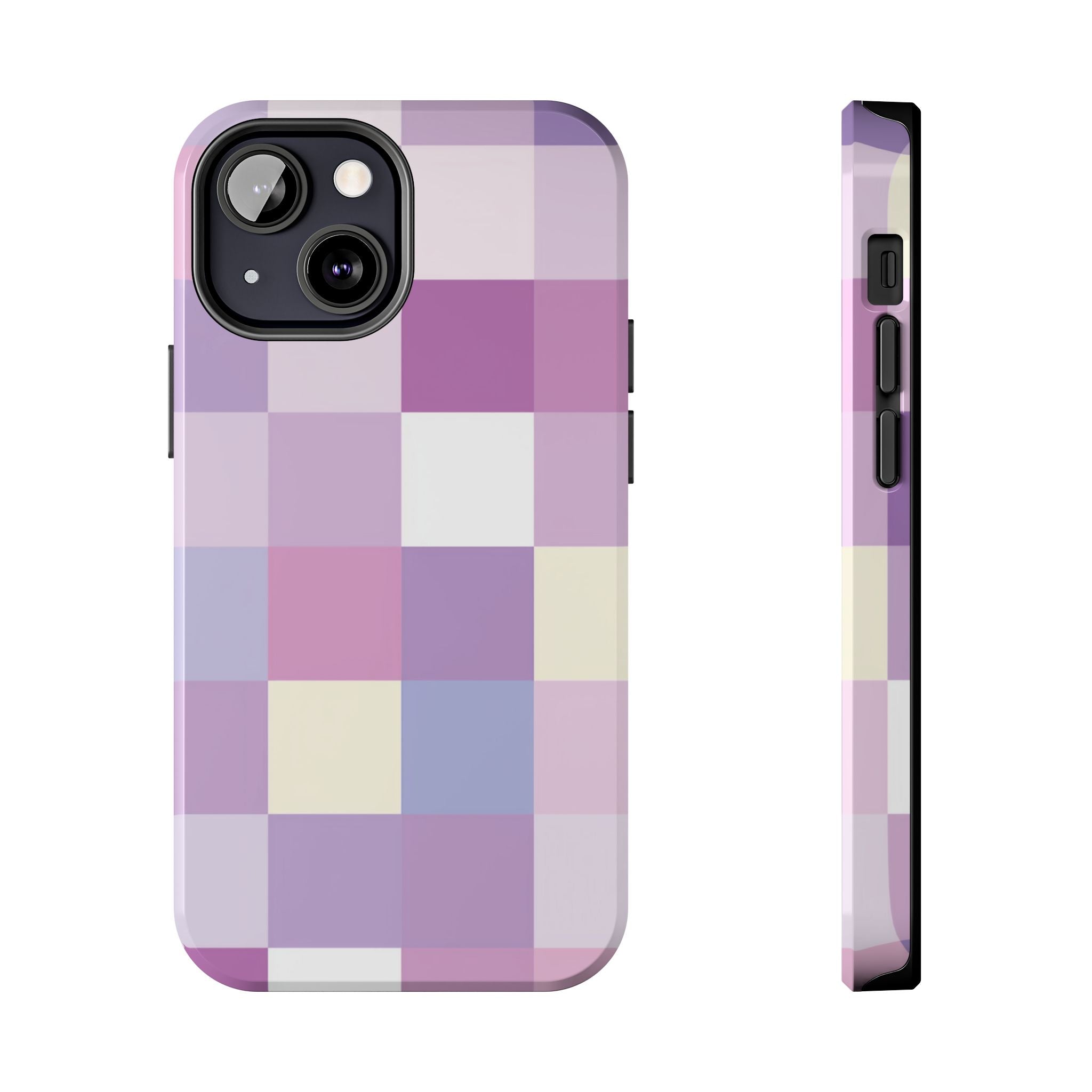 Pastel Checker tough phone case design with modern dual layer protection - Desk and Device