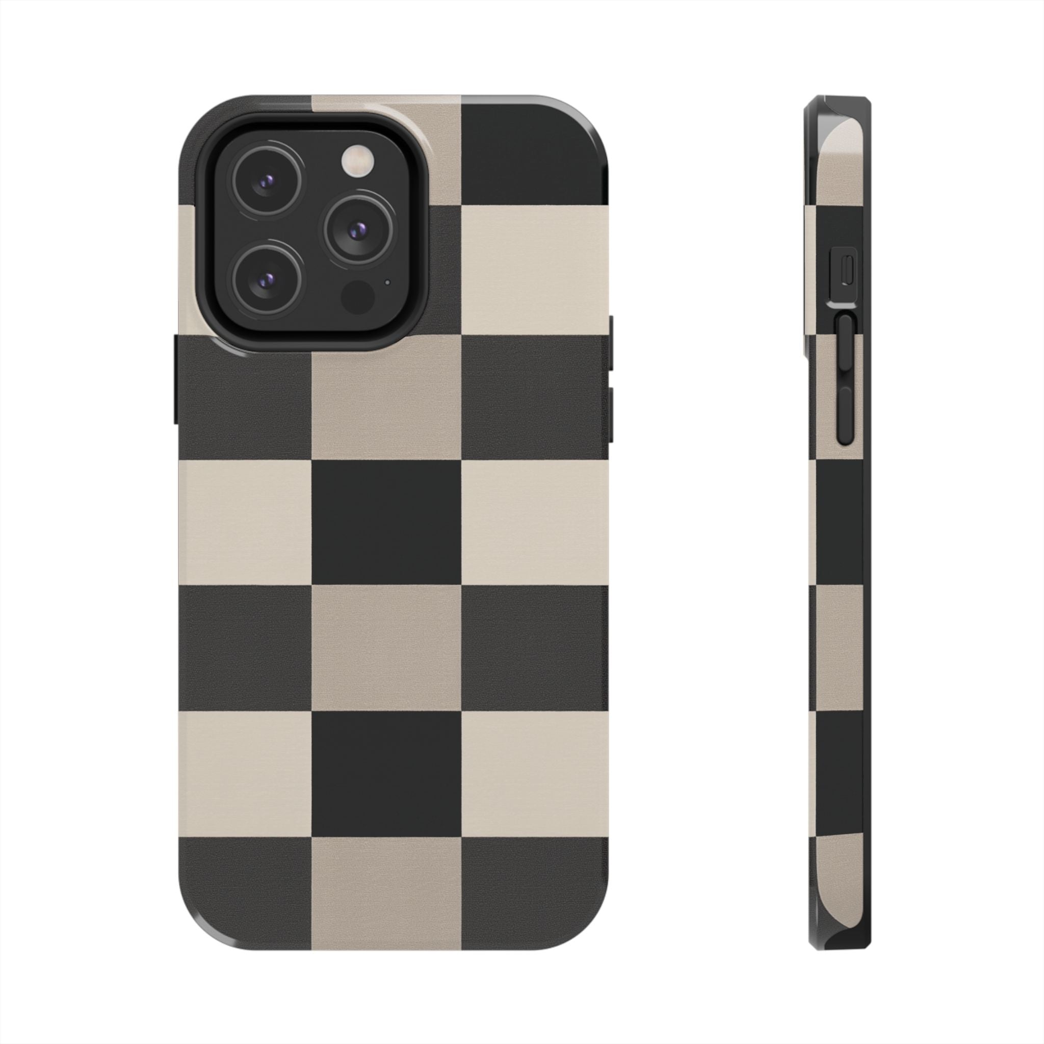 Neutral Checker tough phone case design with modern dual layer protection - Desk and Device