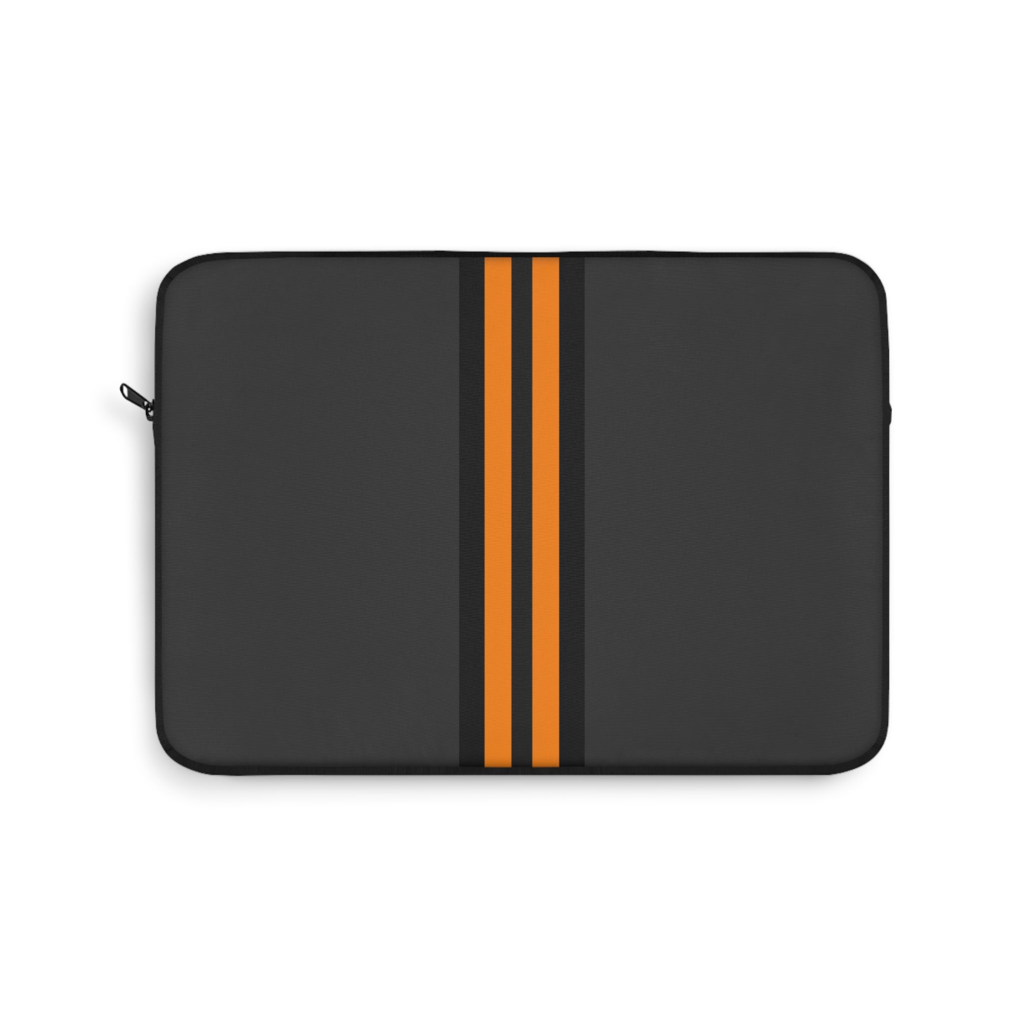 Orange Stripe padded laptop sleeve with modern tech styling - Desk and Device