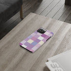 Pastel Checker slim phone case design with modern lightweight protection - Desk and Device