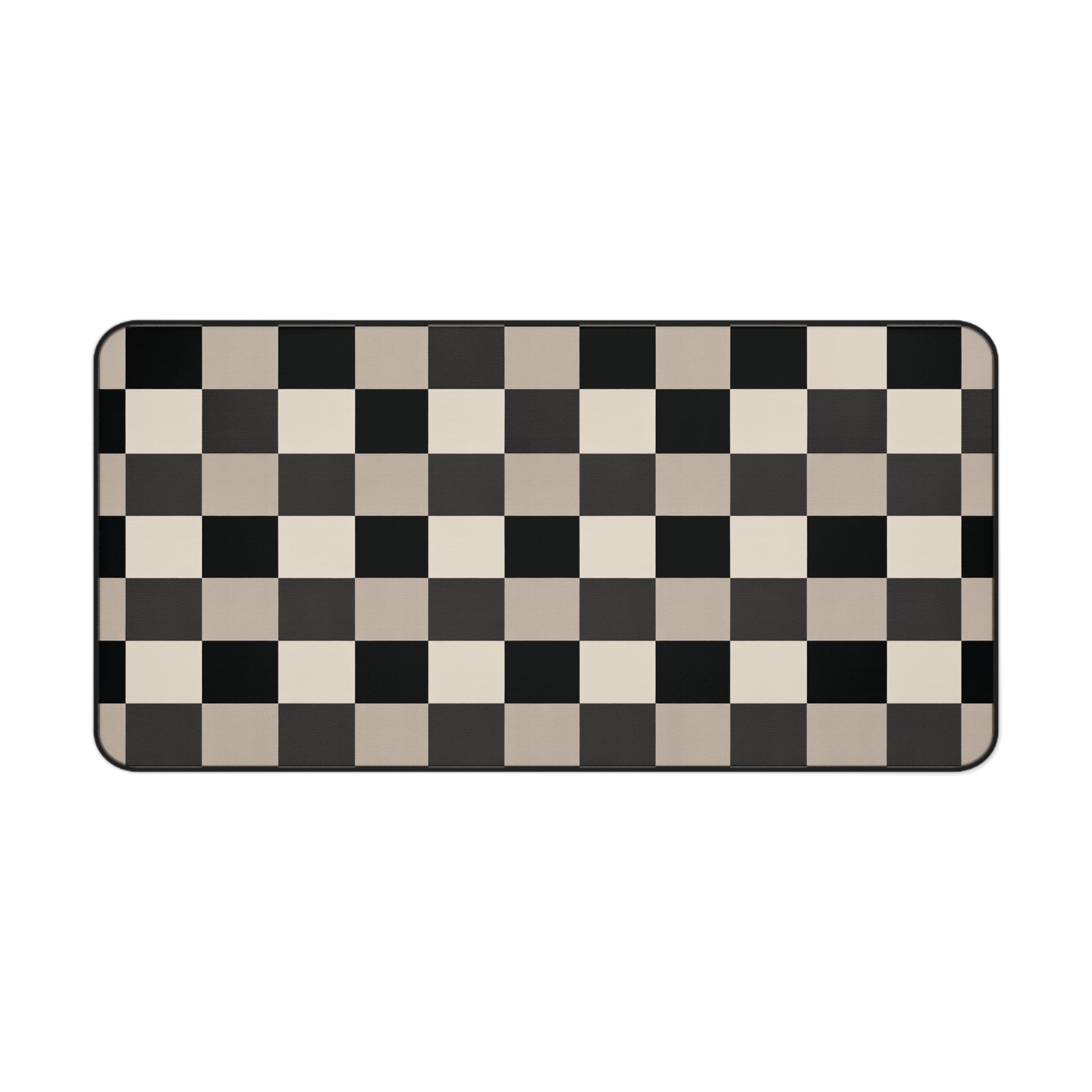 Neutral Checker Neoprene desk mat with clean, modern design - Desk and Device