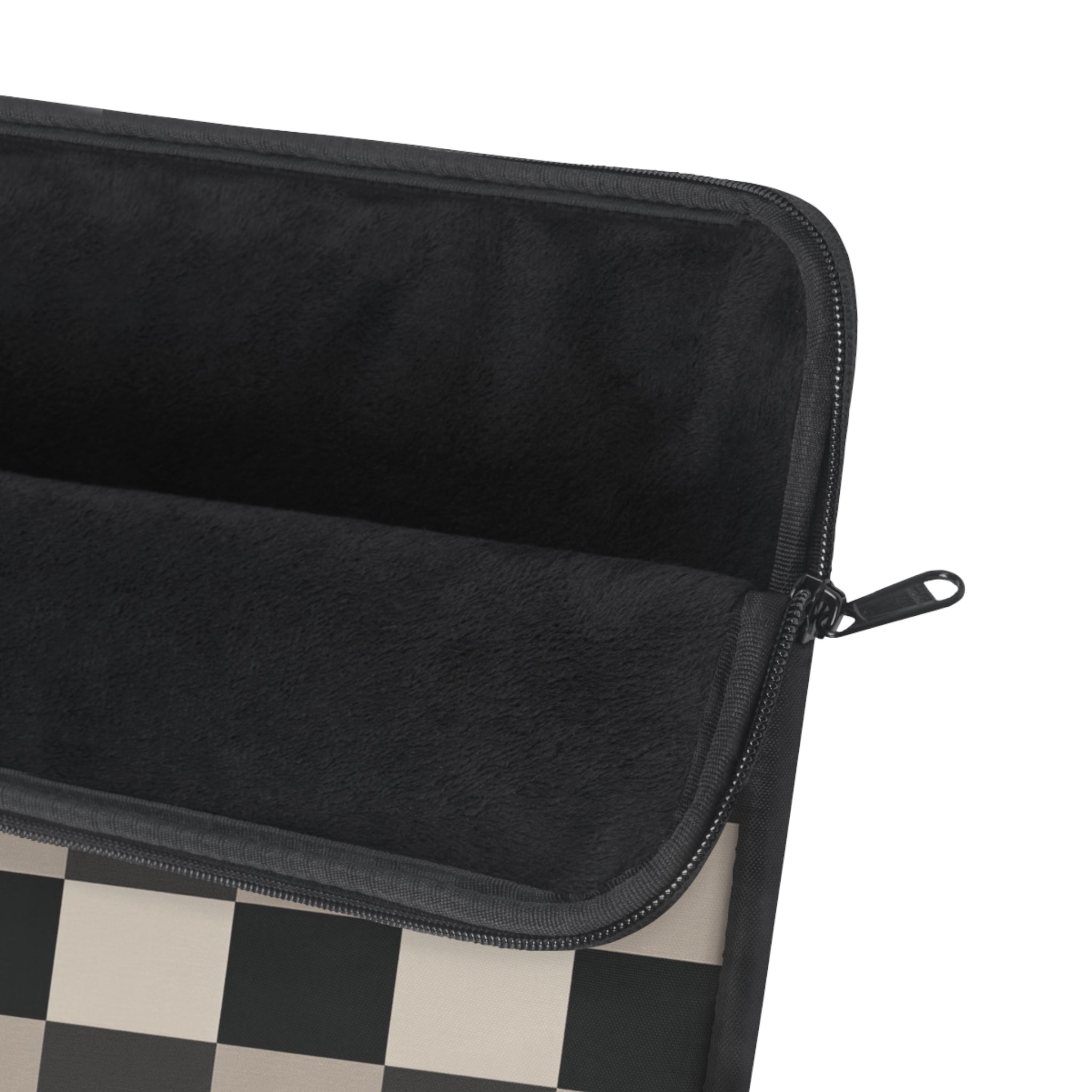 Neutral Checker padded laptop sleeve with modern tech styling - Desk and Device
