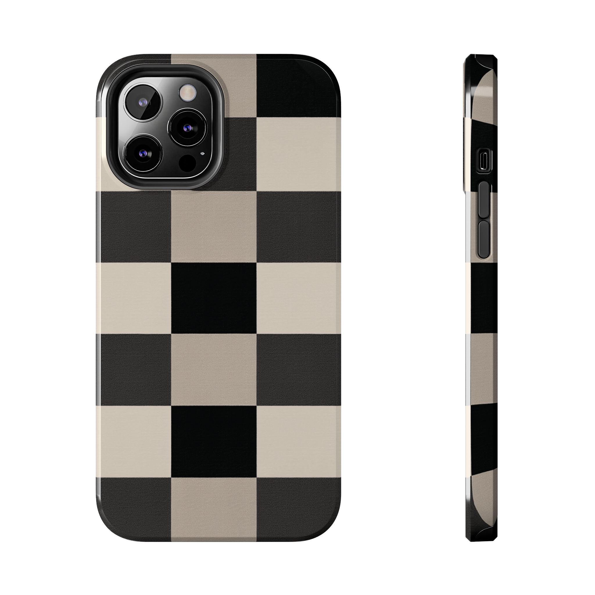 Neutral Checker tough phone case design with modern dual layer protection - Desk and Device