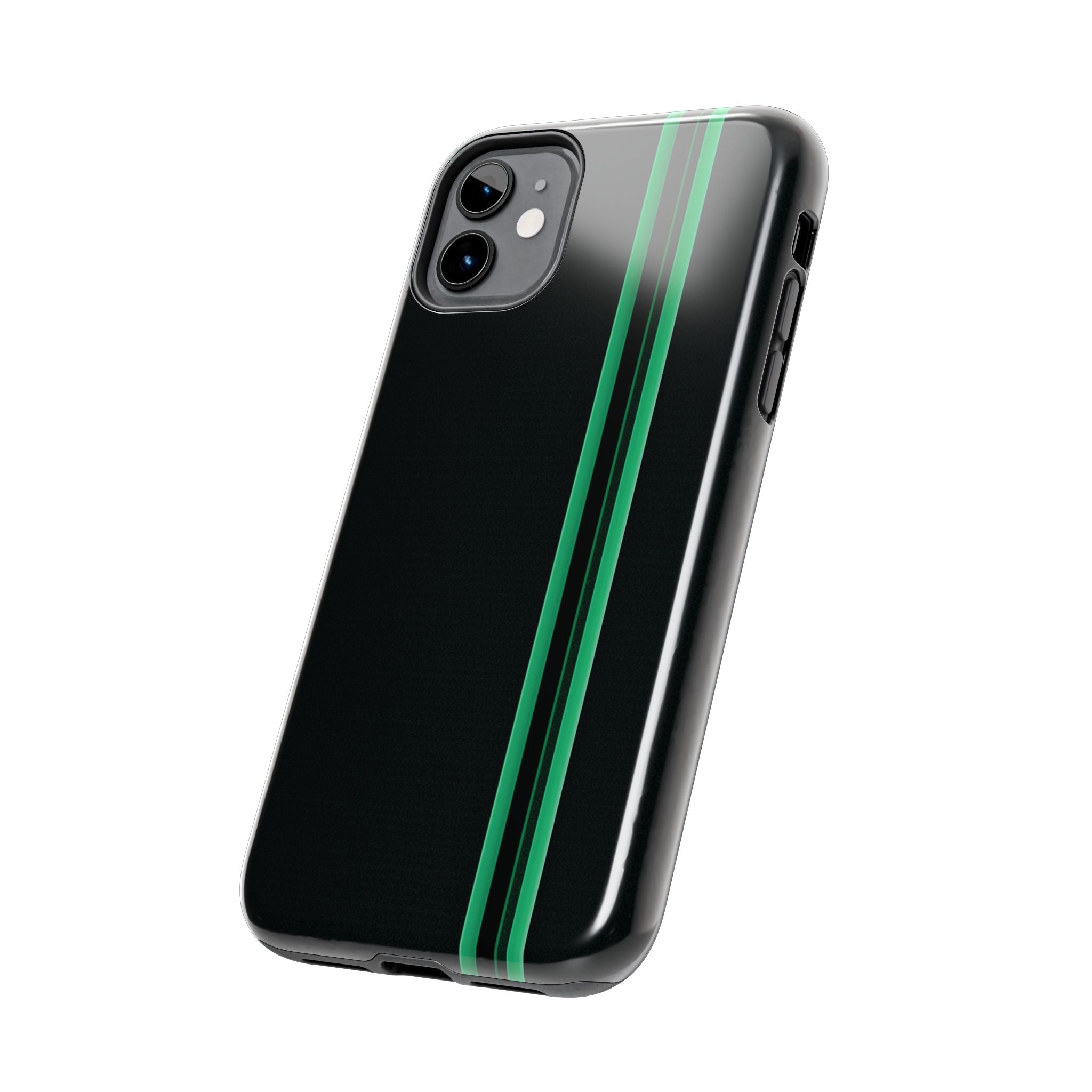 Green Stripe tough phone case design with modern dual layer protection - Desk and Device