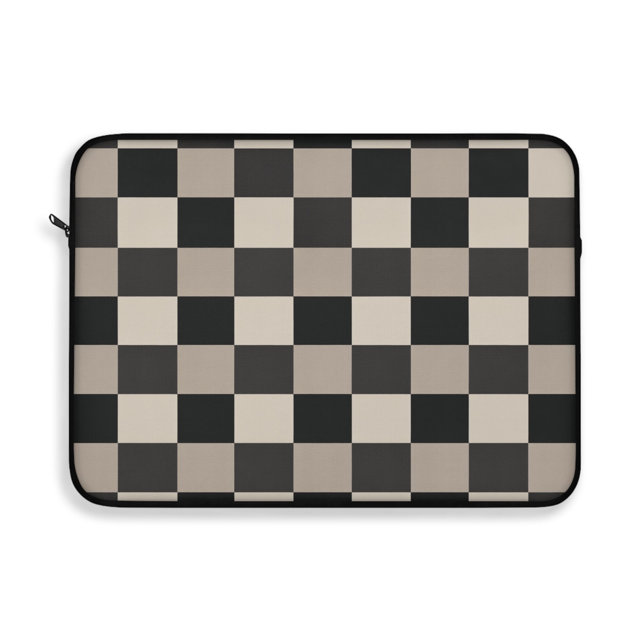 Neutral Checker padded laptop sleeve with modern tech styling - Desk and Device