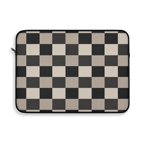 Neutral Checker padded laptop sleeve with modern tech styling - Desk and Device