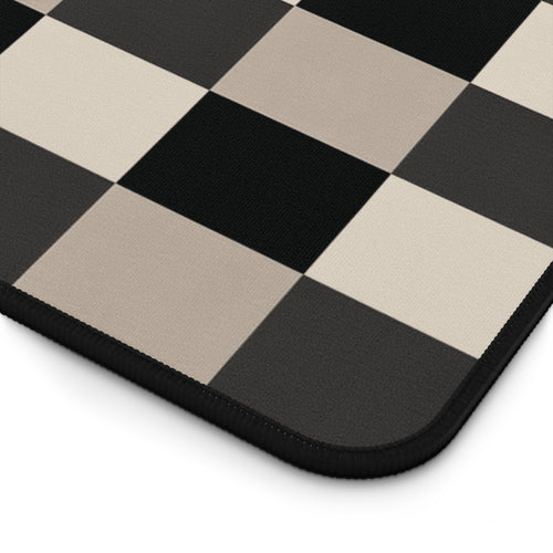 Neutral Checker Neoprene desk mat with clean, modern design - Desk and Device