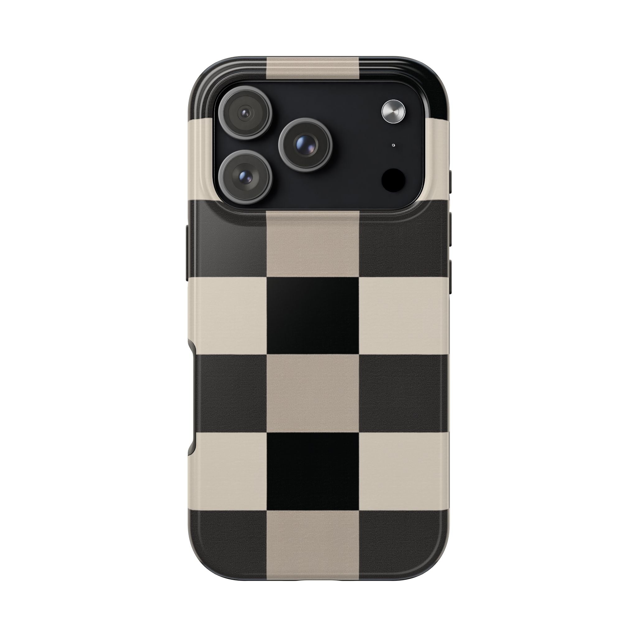Neutral Checker tough phone case design with modern dual layer protection - Desk and Device
