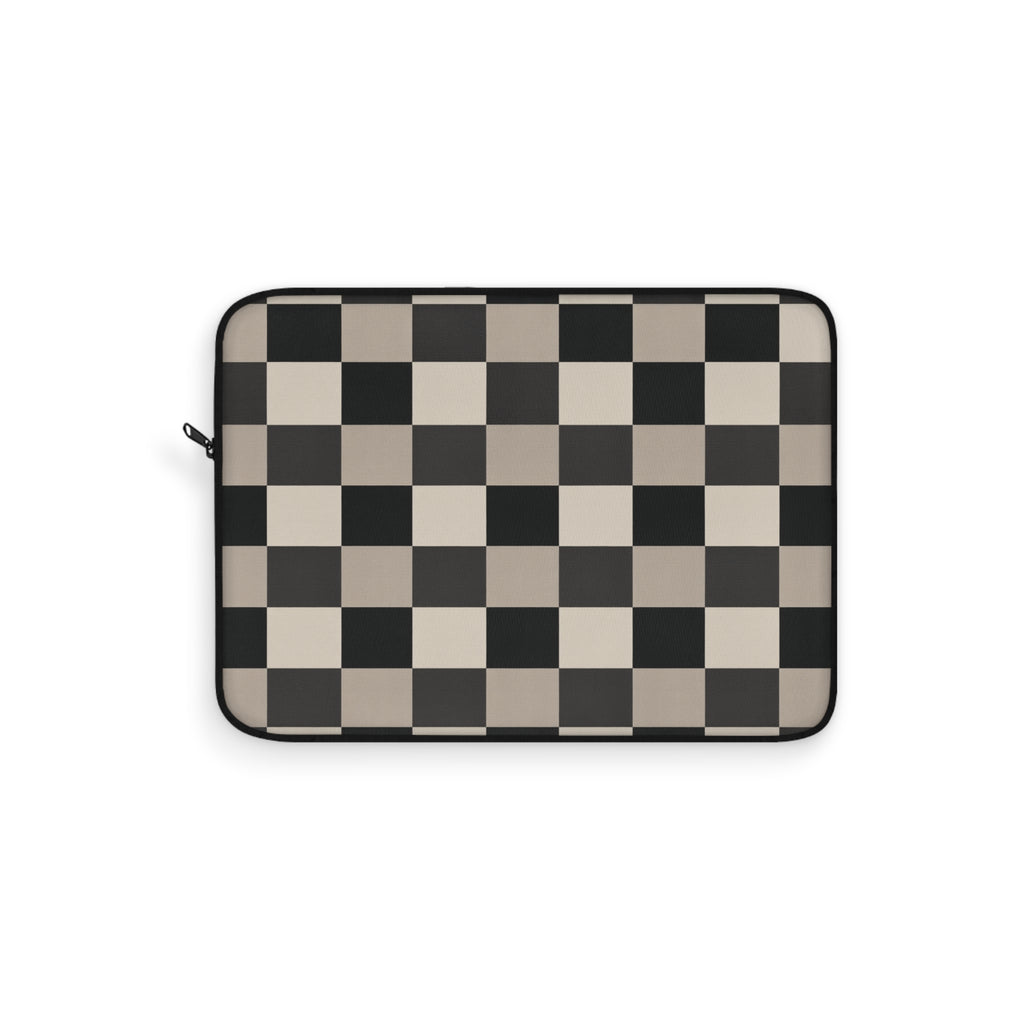 Neutral Checker padded laptop sleeve with modern tech styling - Desk and Device