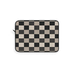 Neutral Checker padded laptop sleeve with modern tech styling - Desk and Device