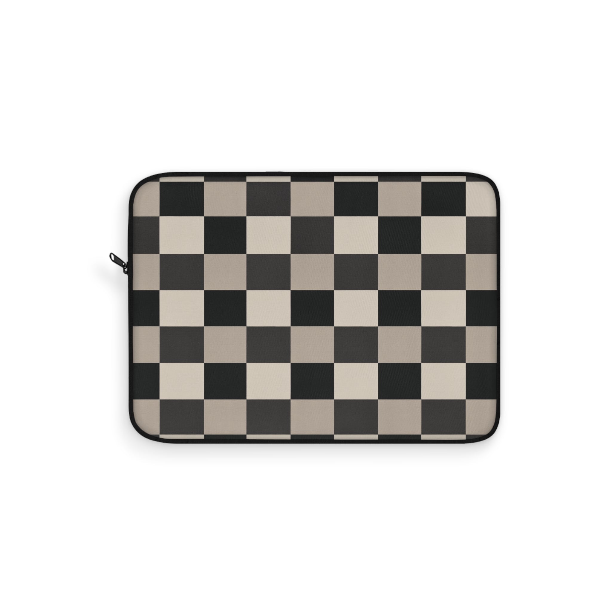 Neutral Checker padded laptop sleeve with modern tech styling - Desk and Device