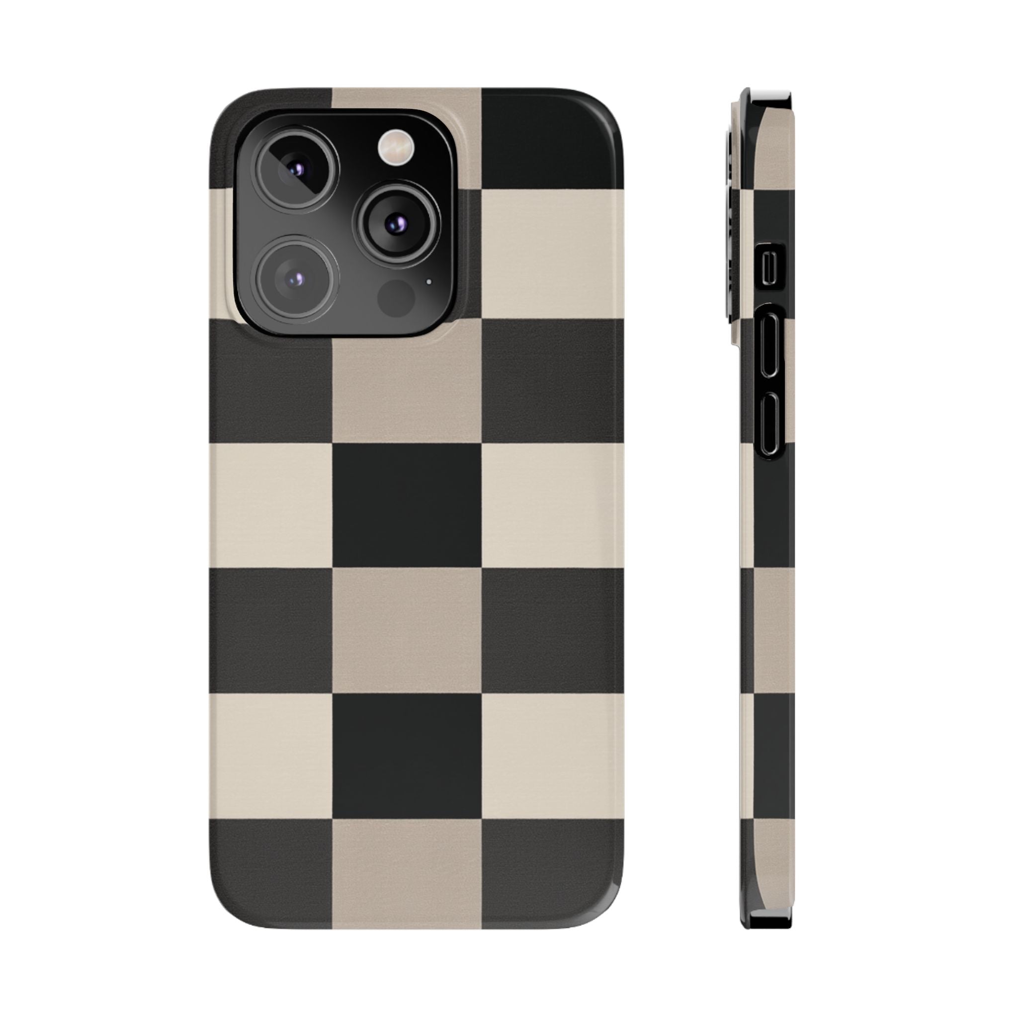 Neutral Checker slim phone case design with modern lightweight protection - Desk and Device