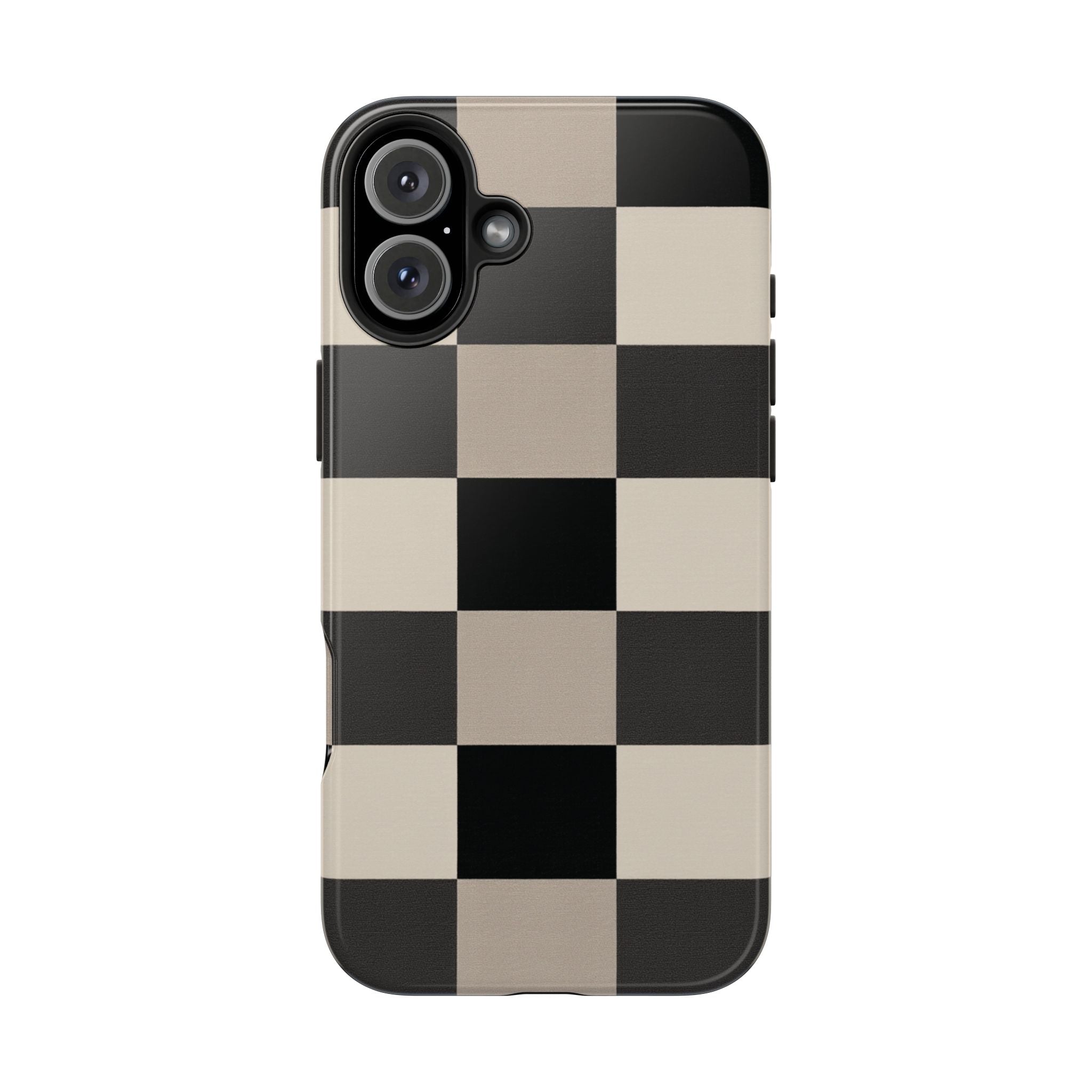 Neutral Checker tough phone case design with modern dual layer protection - Desk and Device