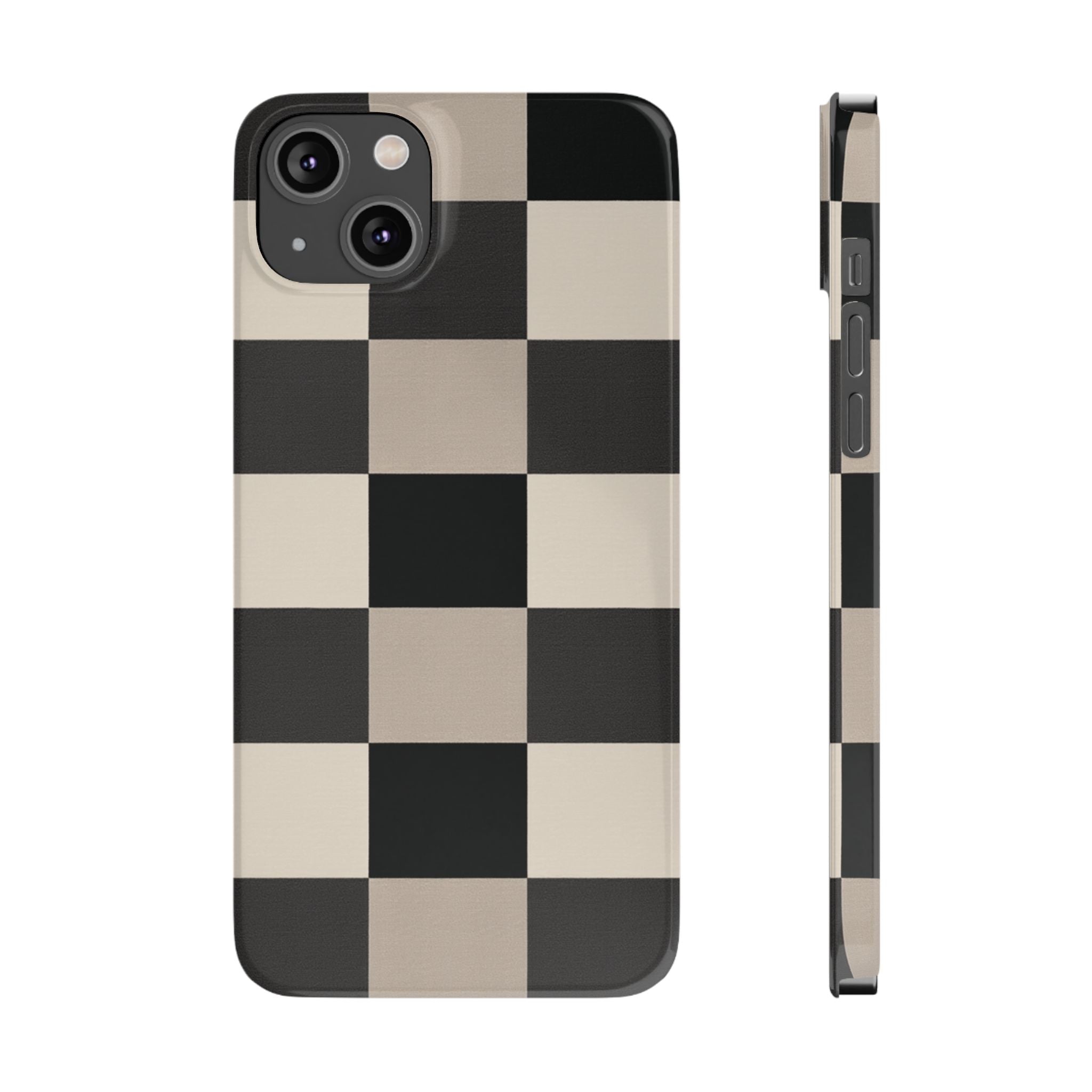Neutral Checker slim phone case design with modern lightweight protection - Desk and Device