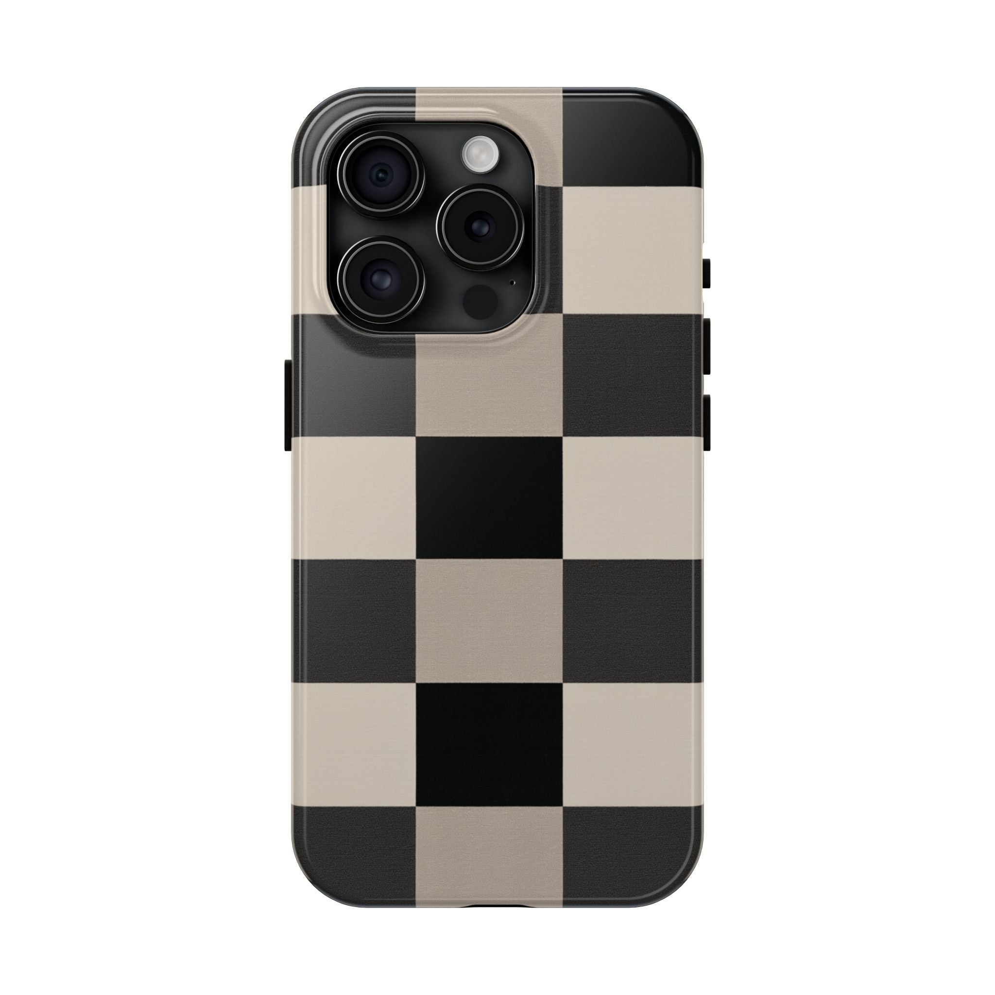 Neutral Checker tough phone case design with modern dual layer protection - Desk and Device