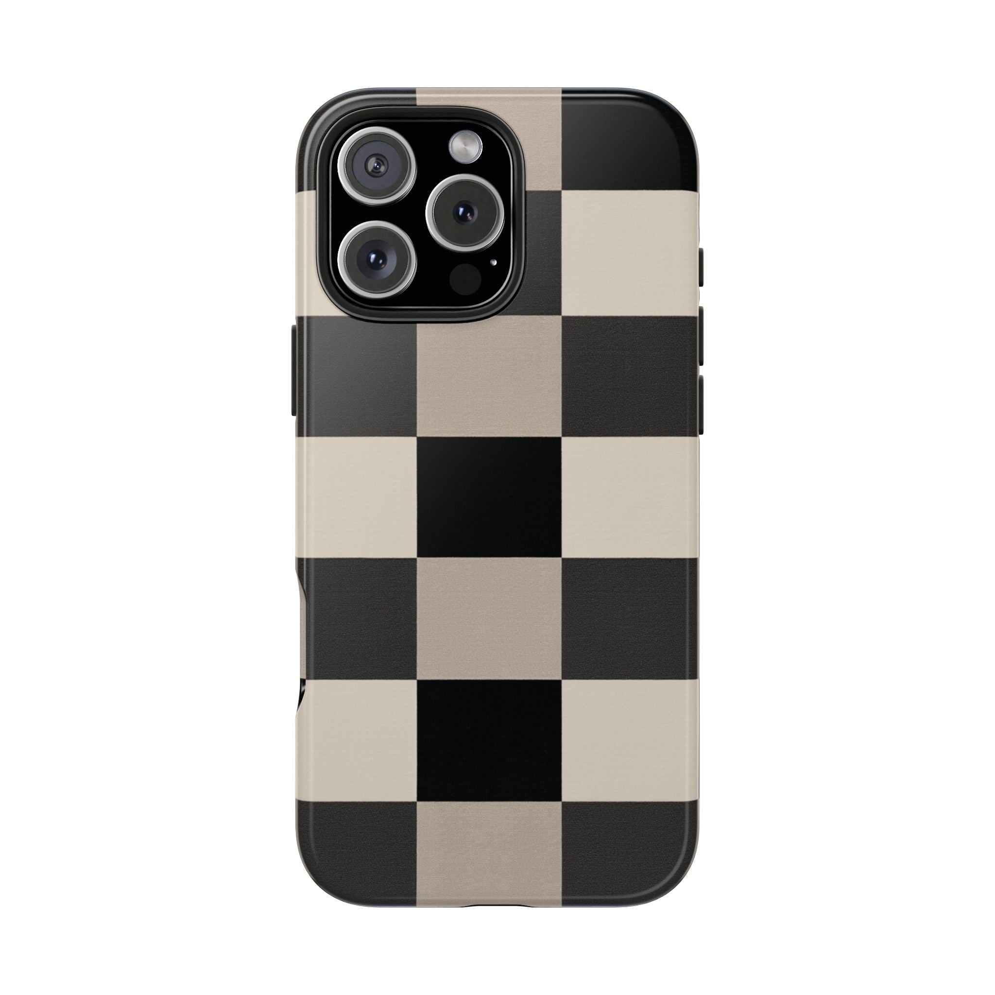 Neutral Checker tough phone case design with modern dual layer protection - Desk and Device