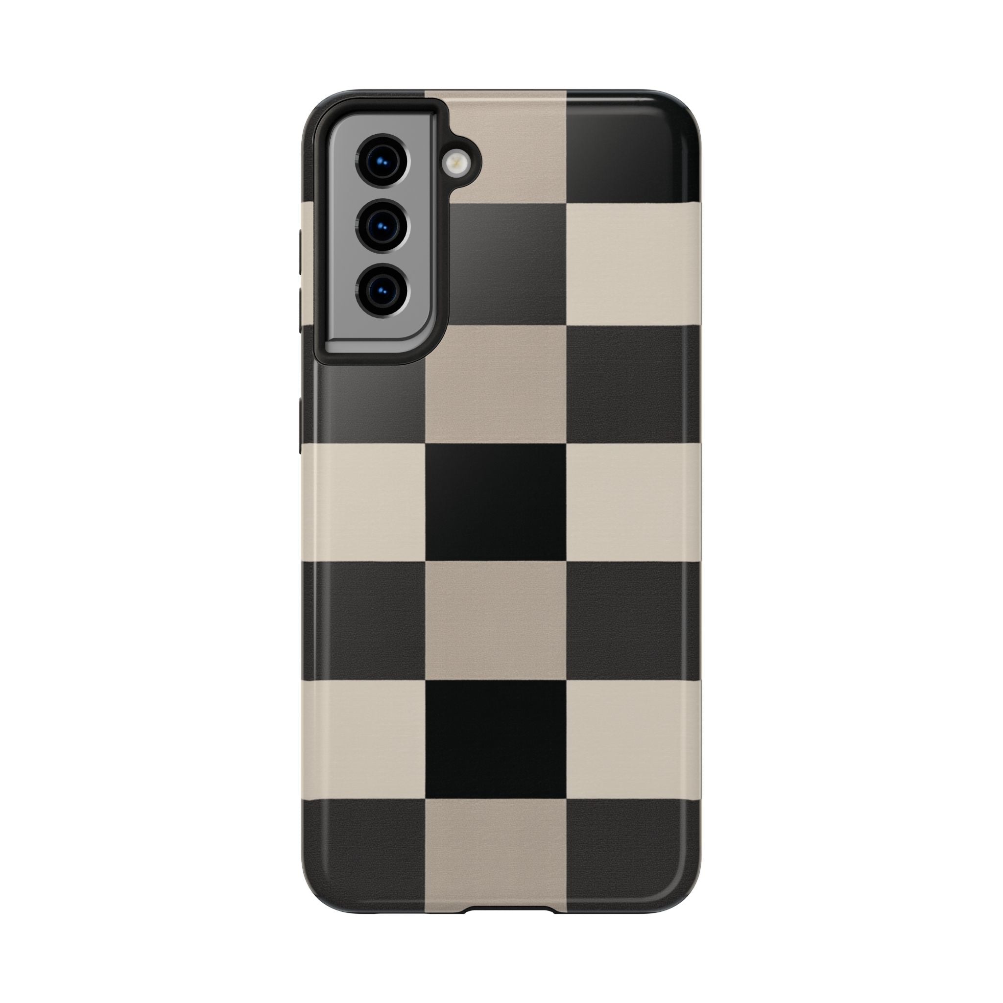 Neutral Checker tough phone case design with modern dual layer protection - Desk and Device