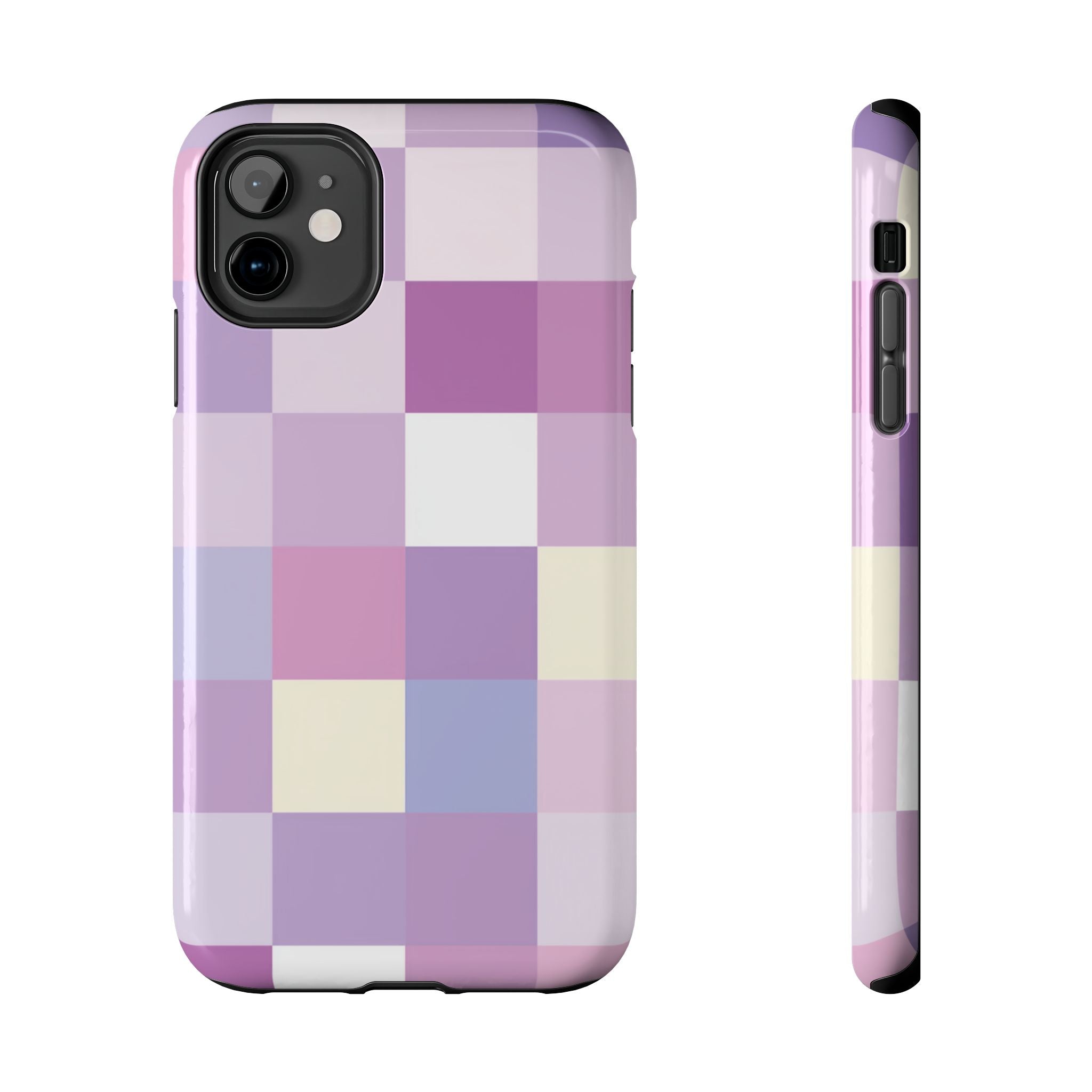 Pastel Checker tough phone case design with modern dual layer protection - Desk and Device