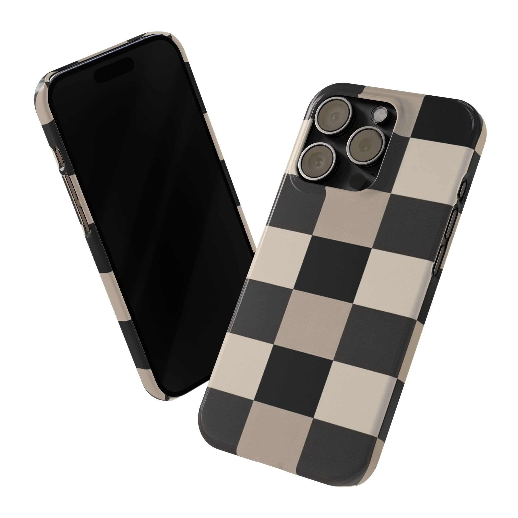 Neutral Checker slim phone case design with modern lightweight protection - Desk and Device