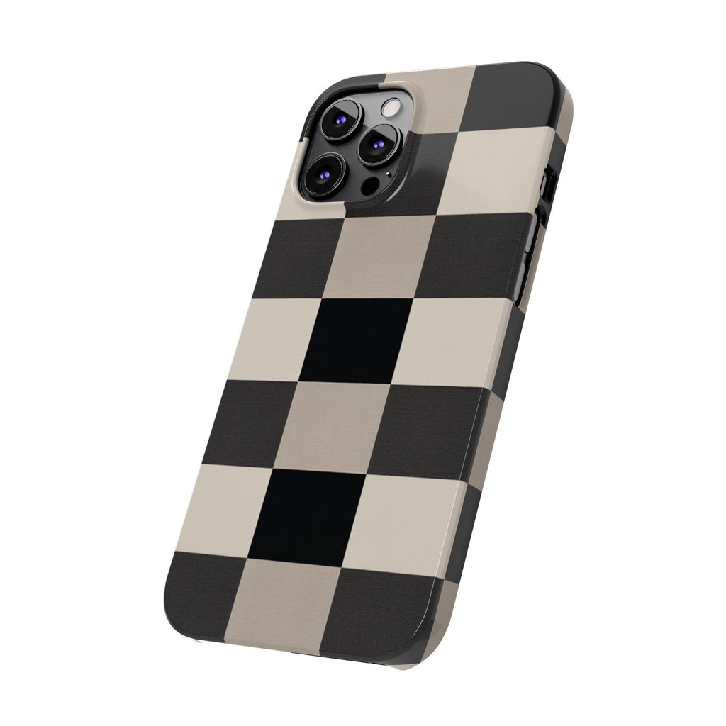 Neutral Checker slim phone case design with modern lightweight protection - Desk and Device