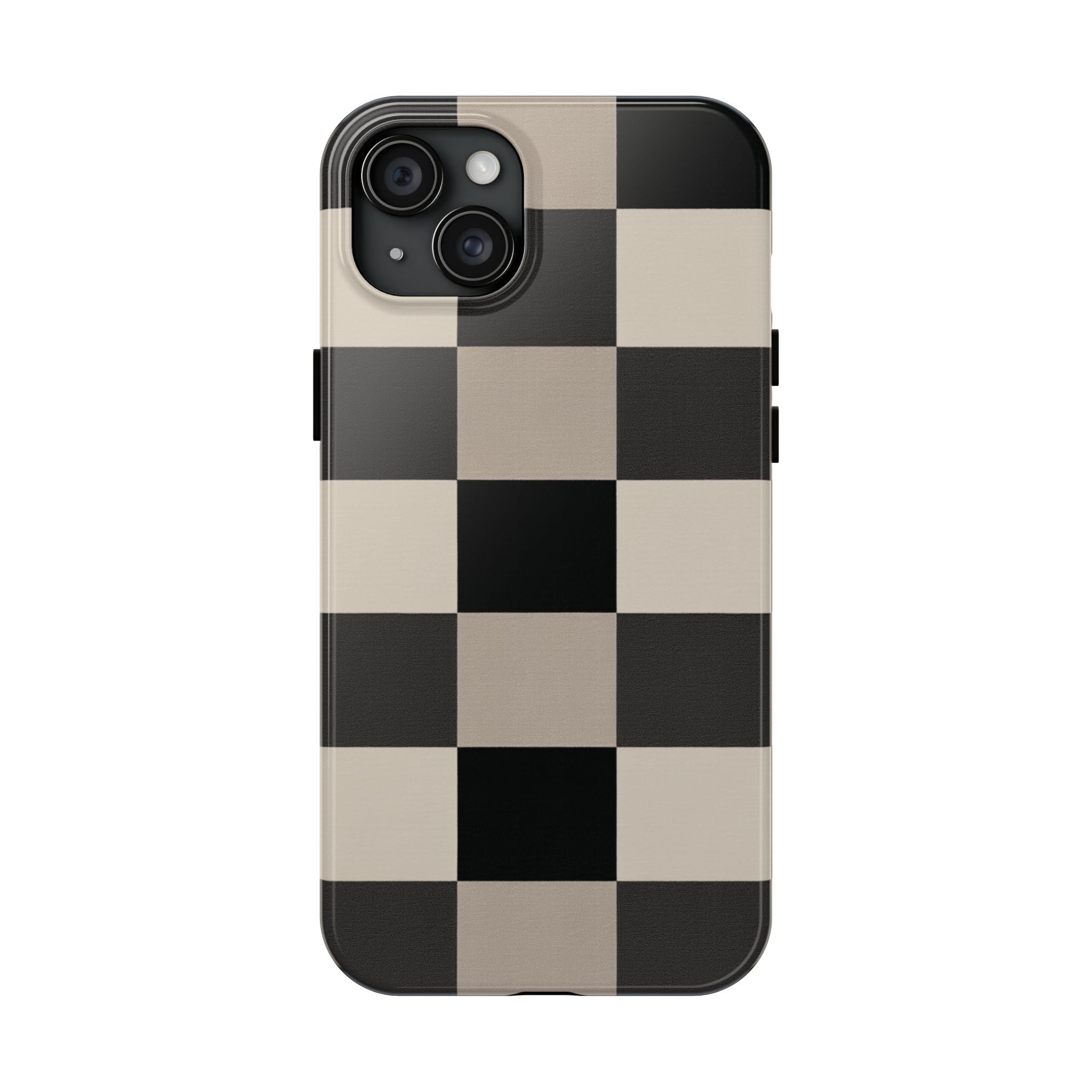 Neutral Checker tough phone case design with modern dual layer protection - Desk and Device