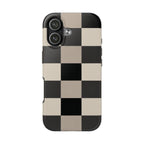 Neutral Checker tough phone case design with modern dual layer protection - Desk and Device