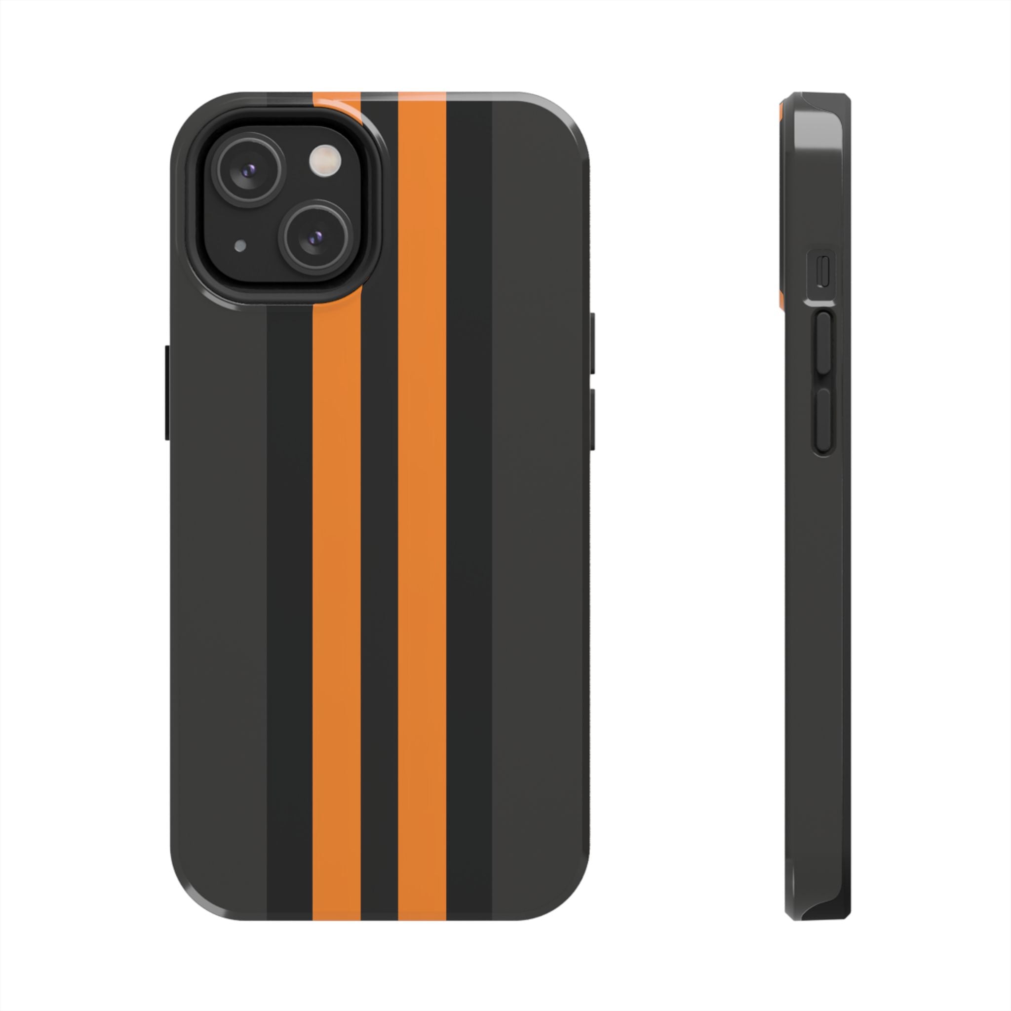 Orange Stripe tough phone case design with modern dual layer protection - Desk and Device