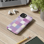 Pastel Checker tough phone case design with modern dual layer protection - Desk and Device