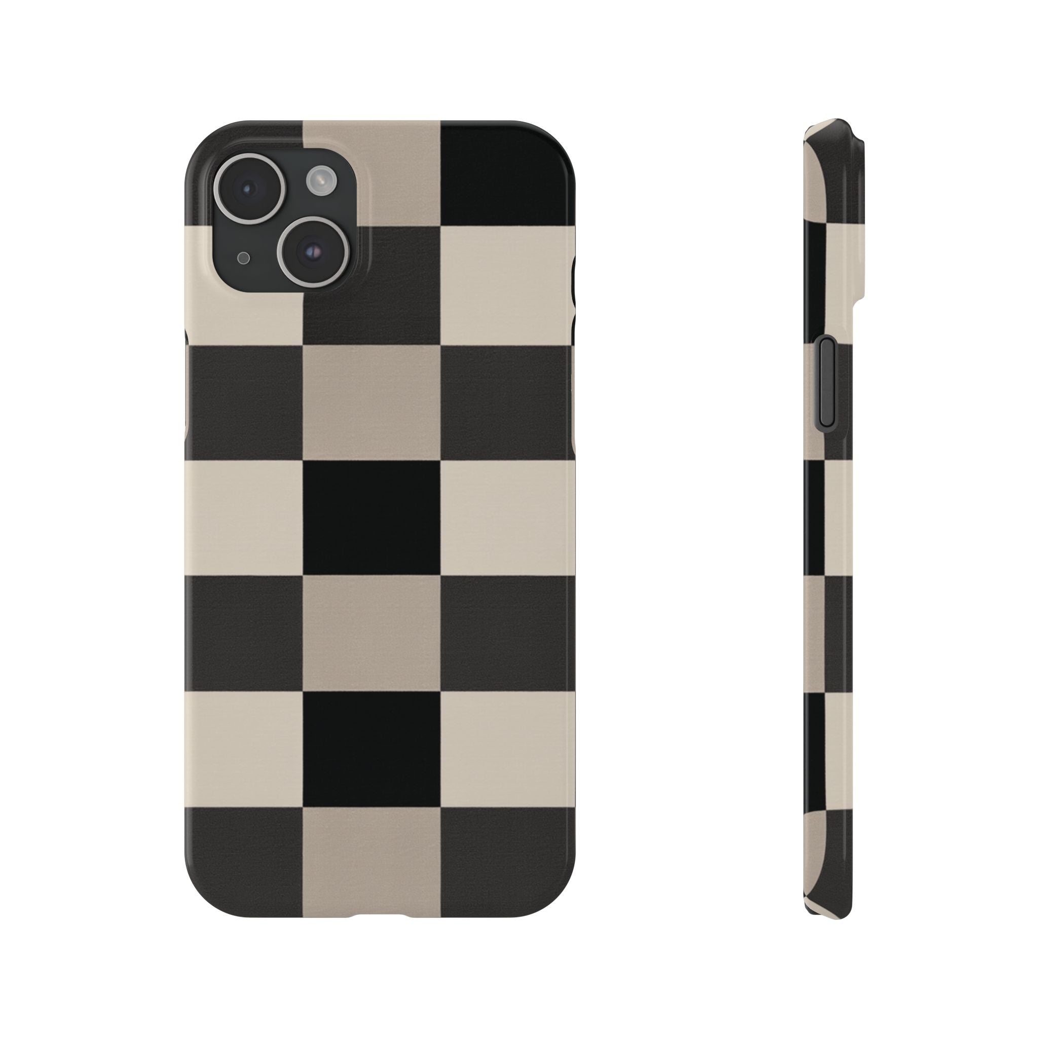 Neutral Checker slim phone case design with modern lightweight protection - Desk and Device