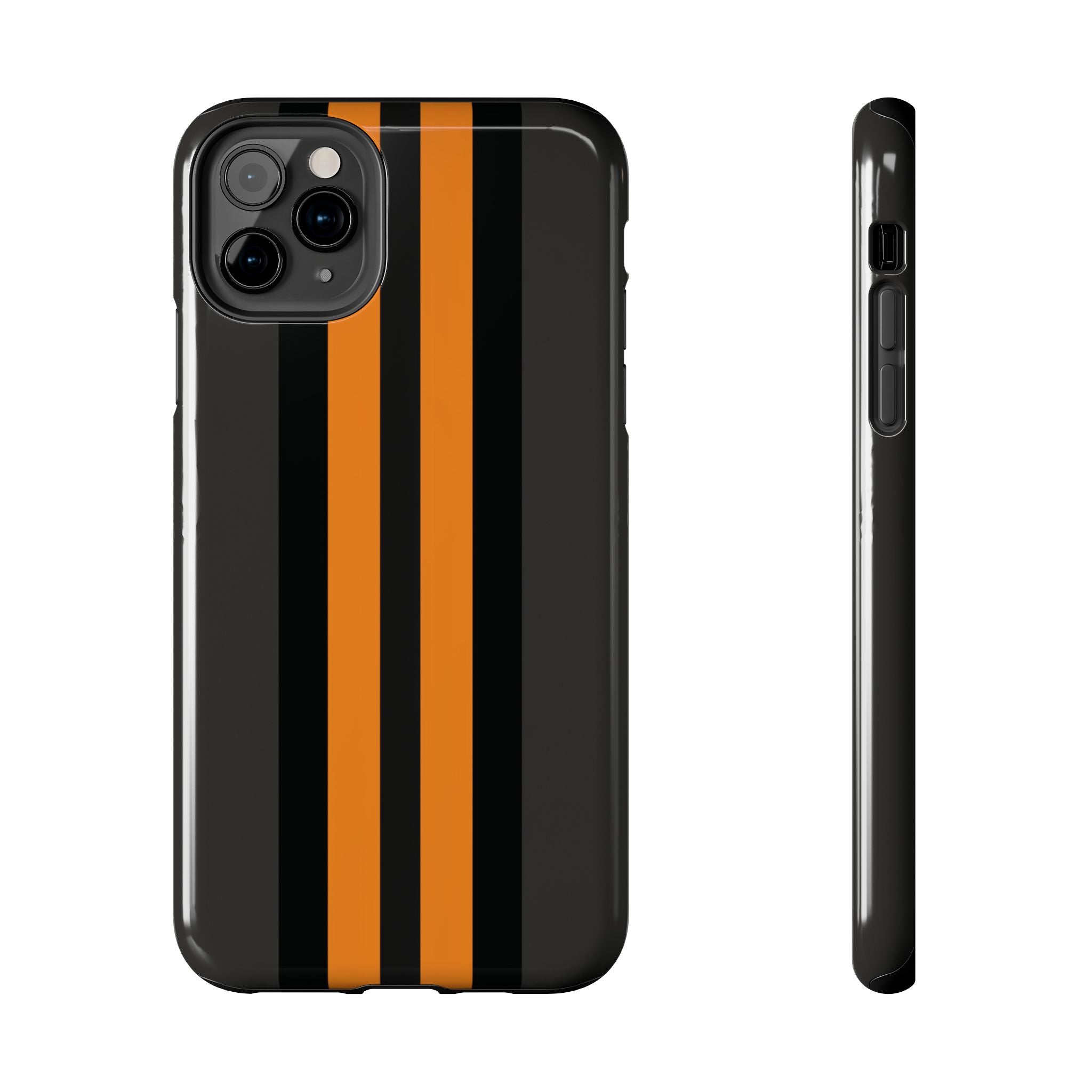 Orange Stripe tough phone case design with modern dual layer protection - Desk and Device