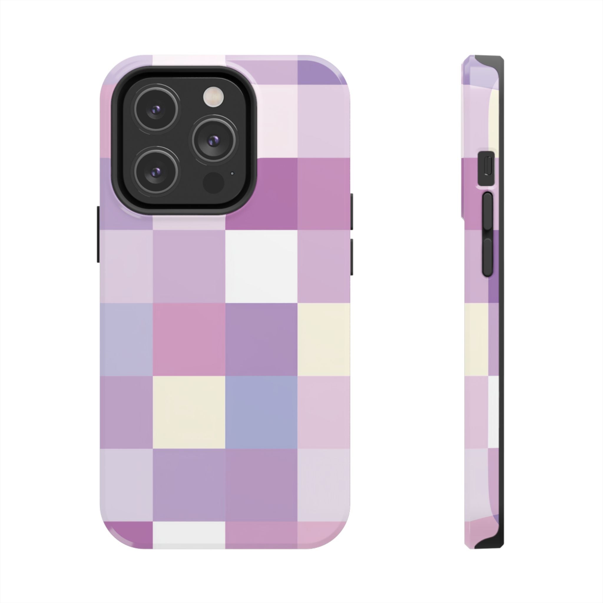 Pastel Checker tough phone case design with modern dual layer protection - Desk and Device