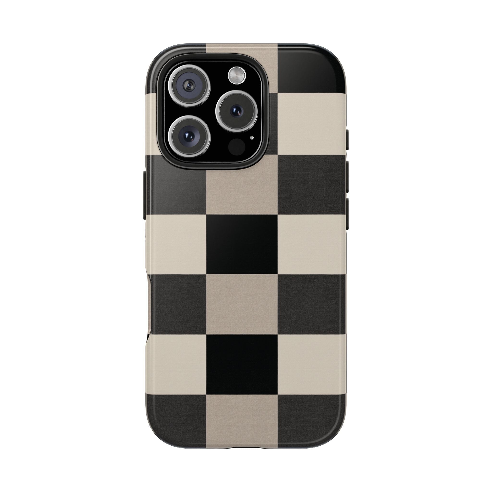 Neutral Checker tough phone case design with modern dual layer protection - Desk and Device