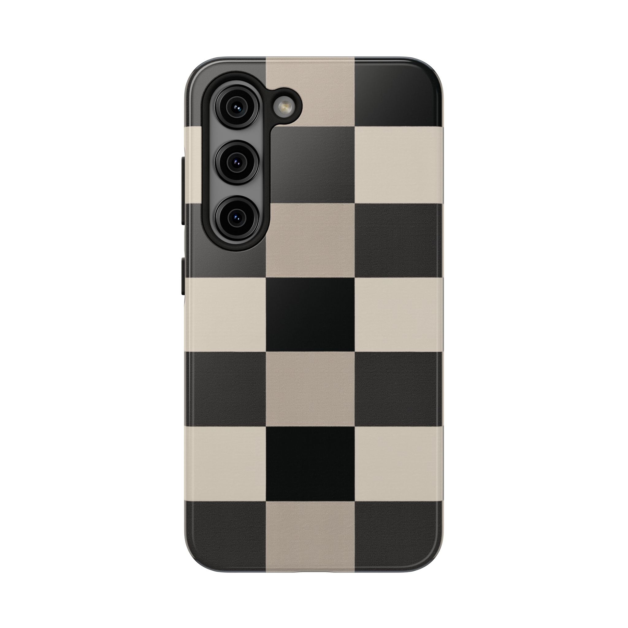Neutral Checker tough phone case design with modern dual layer protection - Desk and Device