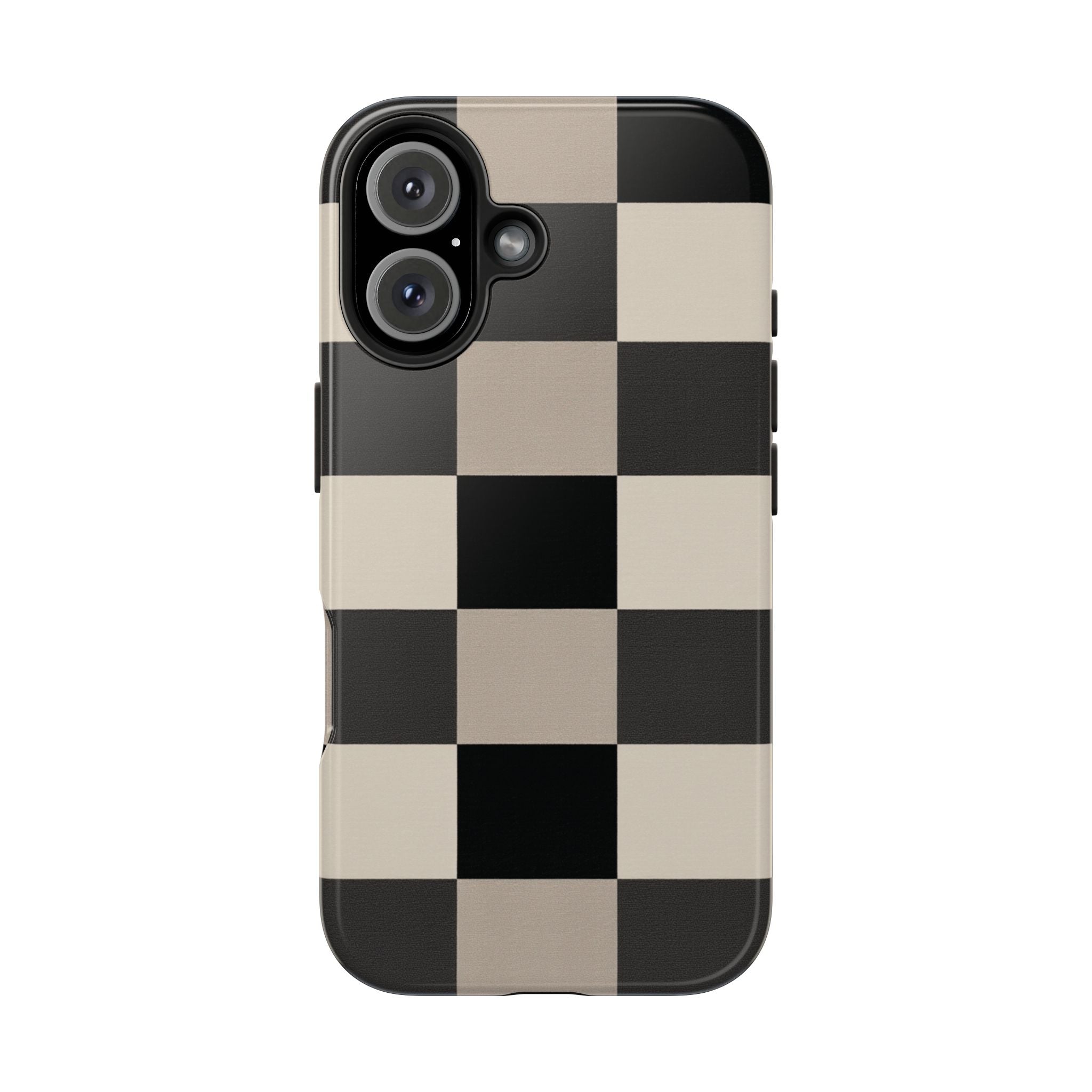 Neutral Checker tough phone case design with modern dual layer protection - Desk and Device