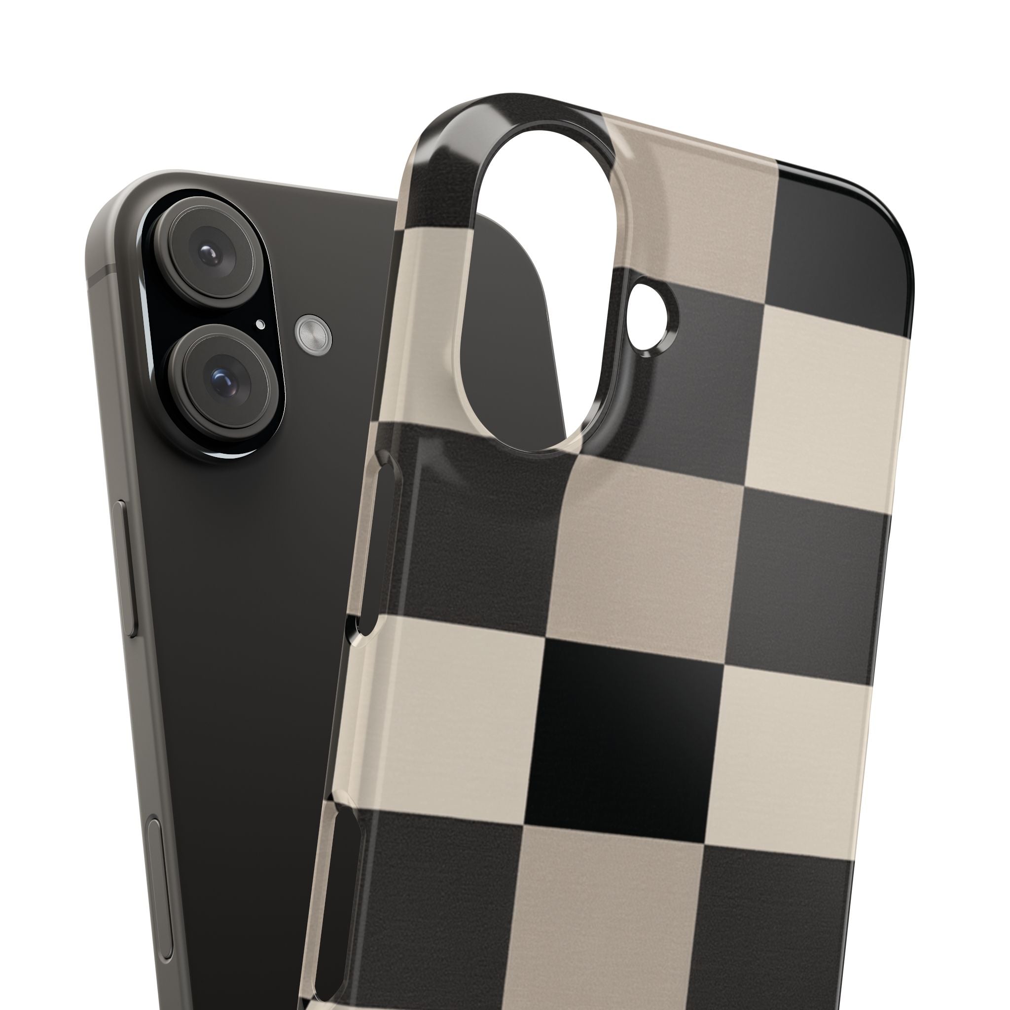 Neutral Checker slim phone case design with modern lightweight protection - Desk and Device