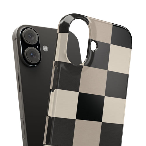 Neutral Checker slim phone case design with modern lightweight protection - Desk and Device