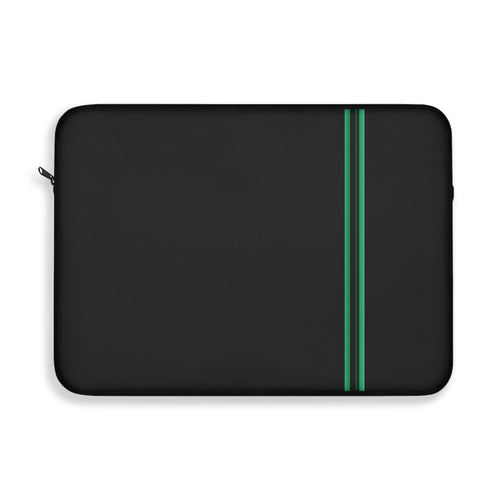 Green Stripe padded laptop sleeve with modern tech styling - Desk and Device