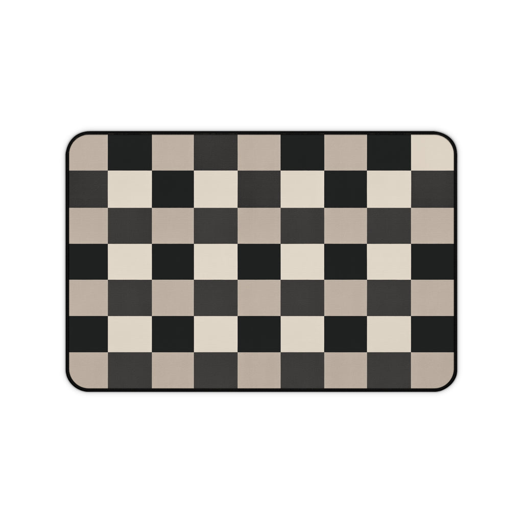 Neutral Checker Neoprene desk mat with clean, modern design - Desk and Device