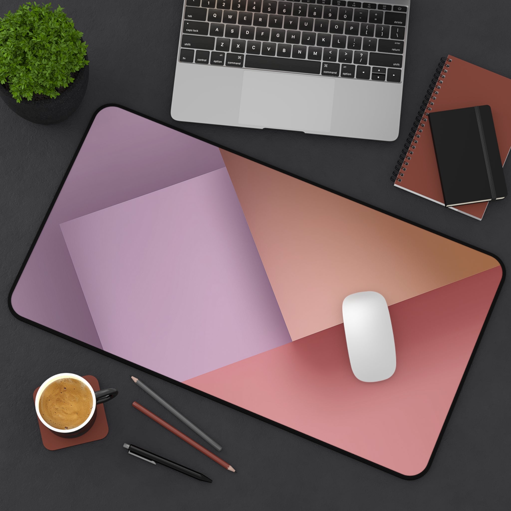 Warm Layers Neoprene desk mat with clean, modern design - Desk and Device